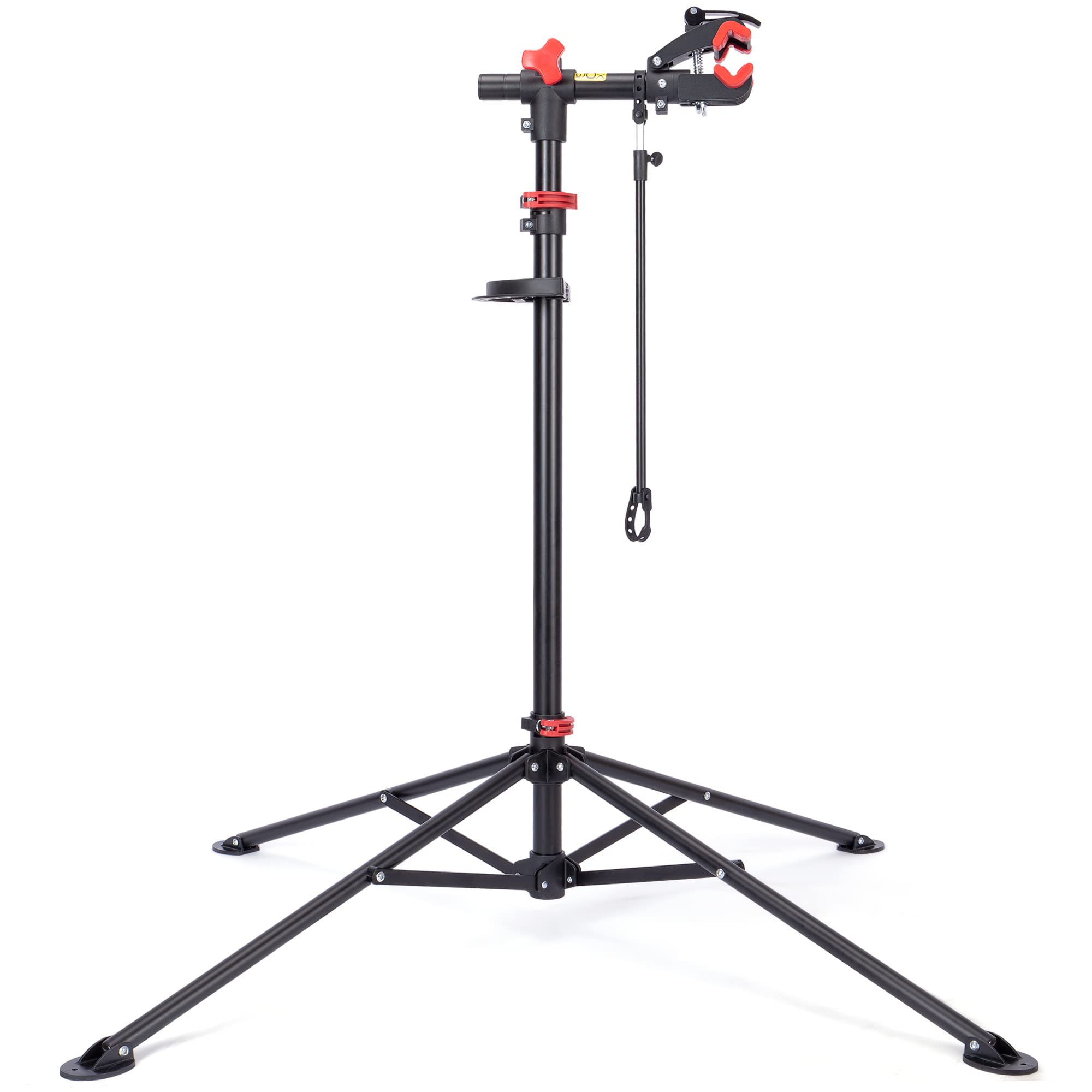 Fahrradmontageständer - Professioneller Reparaturständer mit Werkzeugschale und magnetischem Fach, drehbar und faltbar, maximale Belastung 30 kg