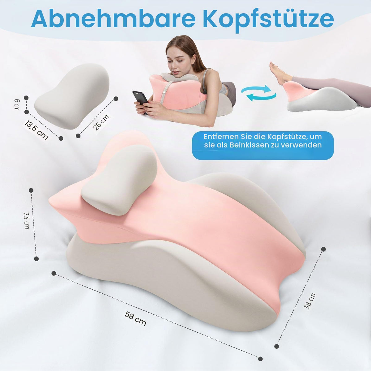 Keilkissen, Lesekissen Entspannungskissen für Bett, Sofa und Boden