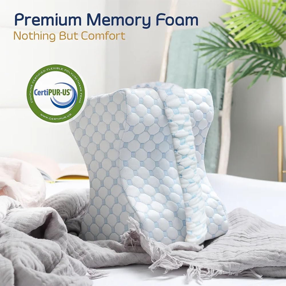 Kniekissen für Seitenschläfer Ergonomisches Beinkissen aus Memory-Schaum Atmungsaktiv Waschbarer Bezug Komfortkissen für Beine Schlafen Reisen Sofa