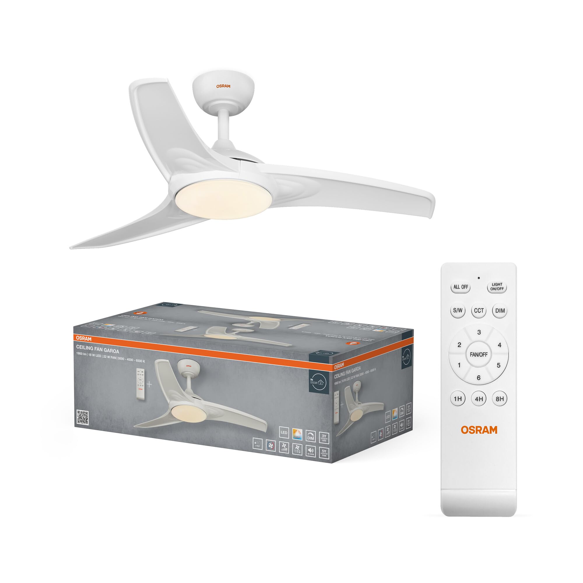 LED-Deckenventilator Caju, 48W, CCT, Holzoptik, IP20, für den Innenbereich, 6 Geschwindigkeitsstufen, steuerbar per Fernbedienung,