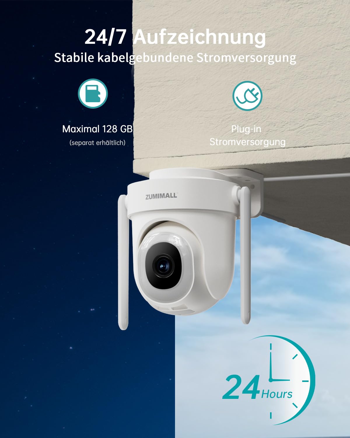 Überwachungskamera Aussen 5G/2,4GHz WLAN Kamera Überwachung aussen Kabelgebunden, 355°/90° PTZ, 24/7 Aufnahme,Nachtsicht,Cloud-Speicher,KI-Erkennung