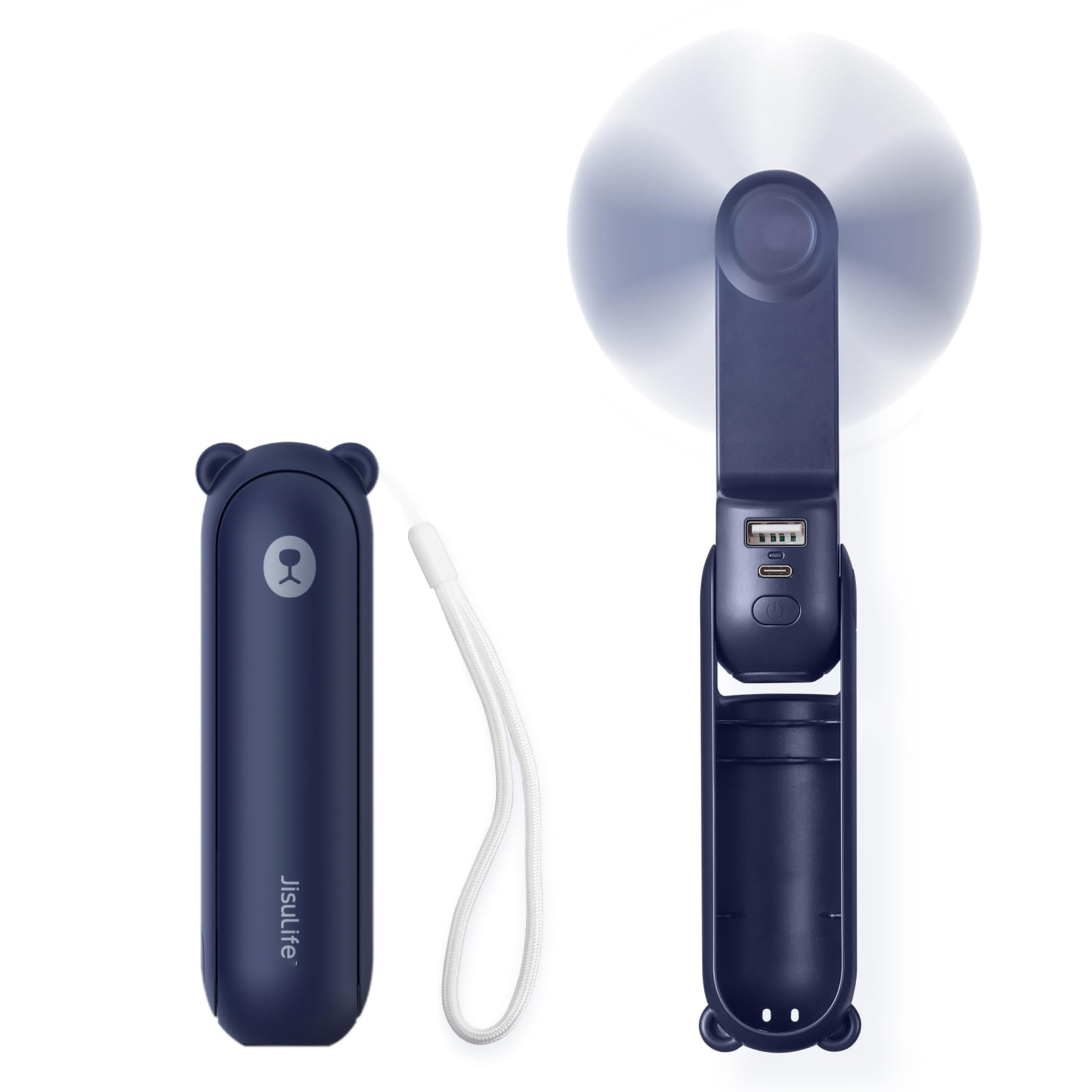 Mini Handventilator, 3-in-1 Handventilator, wiederaufladbarer USB /12–19 Betriebsstunden - mit Powerbank, Taschenlampe, tragbarer Ventilator für Reisen/Sommer, Geschenke für Frauen-Rosa