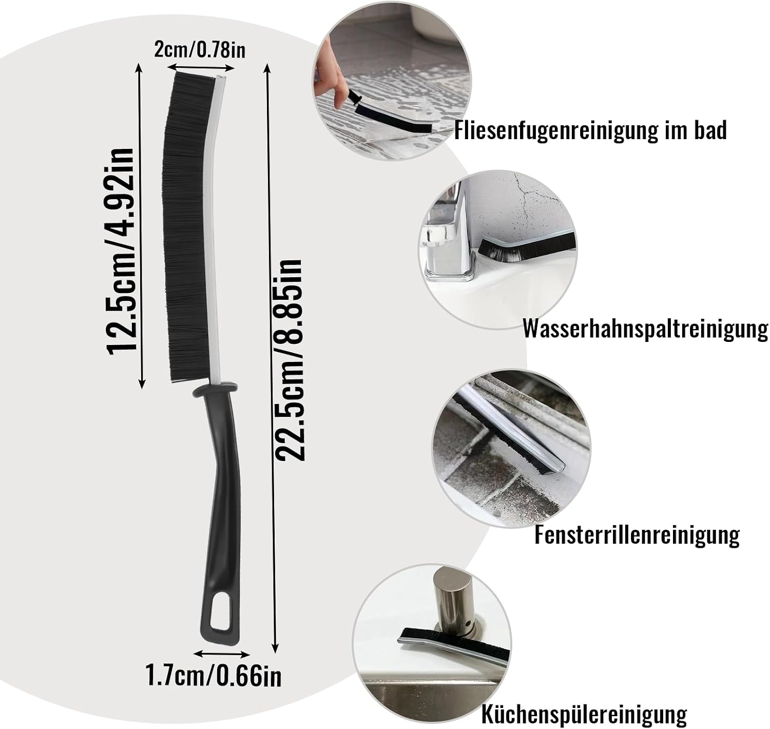 11-teiliges Spaltreinigungsbürsten-Set mit Steifen Borsten Spaltreinigungsbürste und Fugenbürste Eckenreinigungsbürste Setfür Badezimmern Küchenspülen