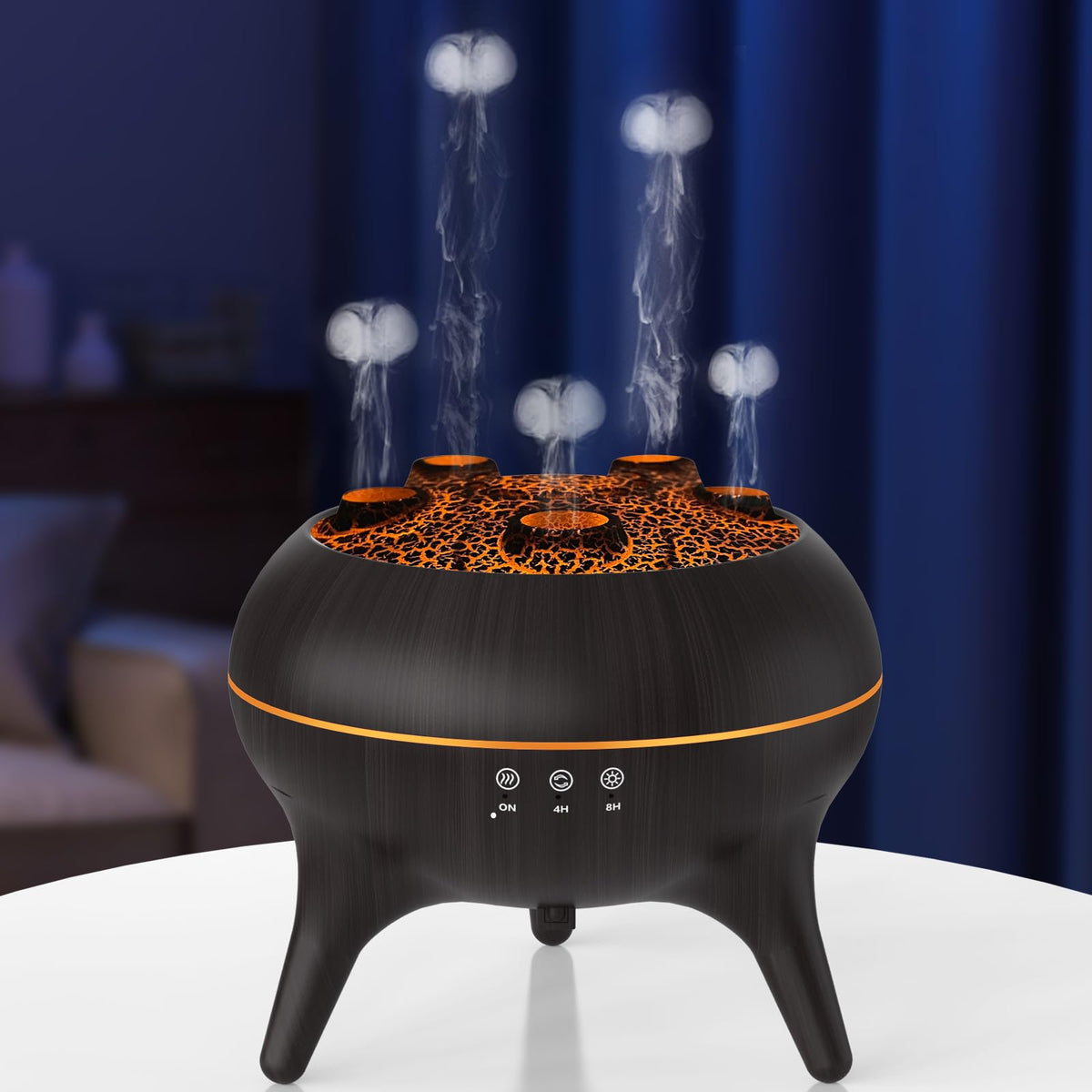 Flammen Aroma Diffuser, 250mL Luftbefeuchter Schlafzimmer, 2 Spray Muster DuftöL Diffuser,Air Diffuser Humidifier mit 7 Farben LED-Licht & Timing-Funktion