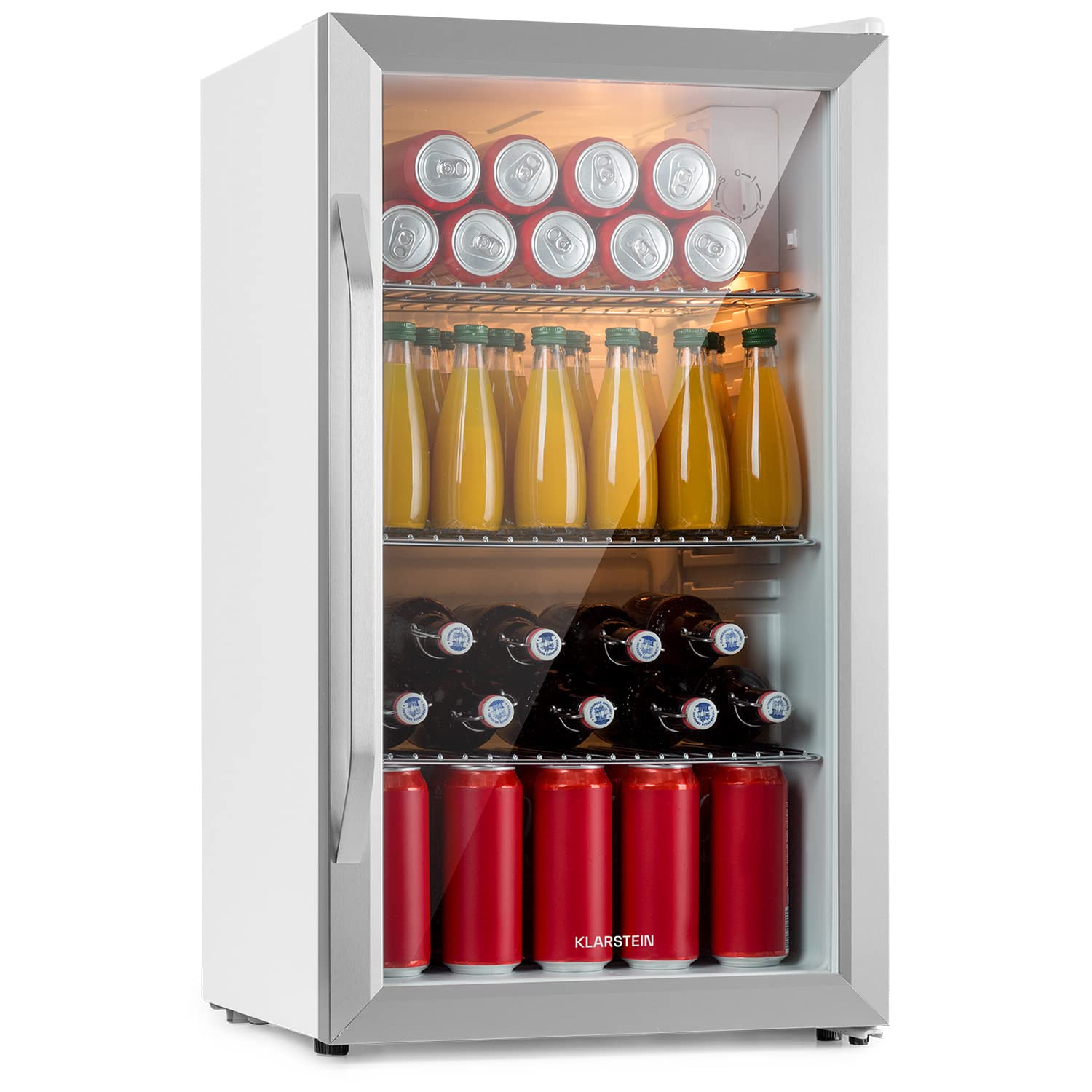 Beersafe Getränkekühlschrank 60 L – Mini Kühlschrank mit Glastür, Kupfer | LED-Beleuchtung, herausnehmbare Metallablagen, leise, Flaschenkühlschrank für Getränke & Dosen