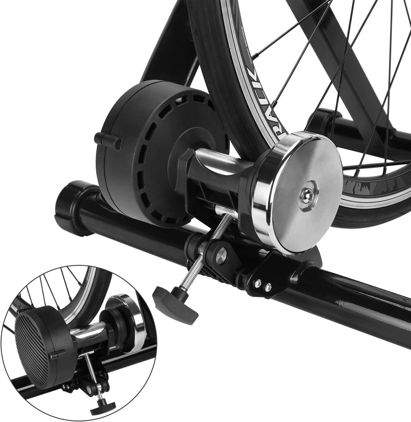 Fahrrad Rollentrainer, Klappbar Stahl Bike Trainer mit Schnellspanner Vorderradunterlage Radtrainer für 26-29 Zoll Fahrradtraining Fahrradfahren Zuhause Indoor
