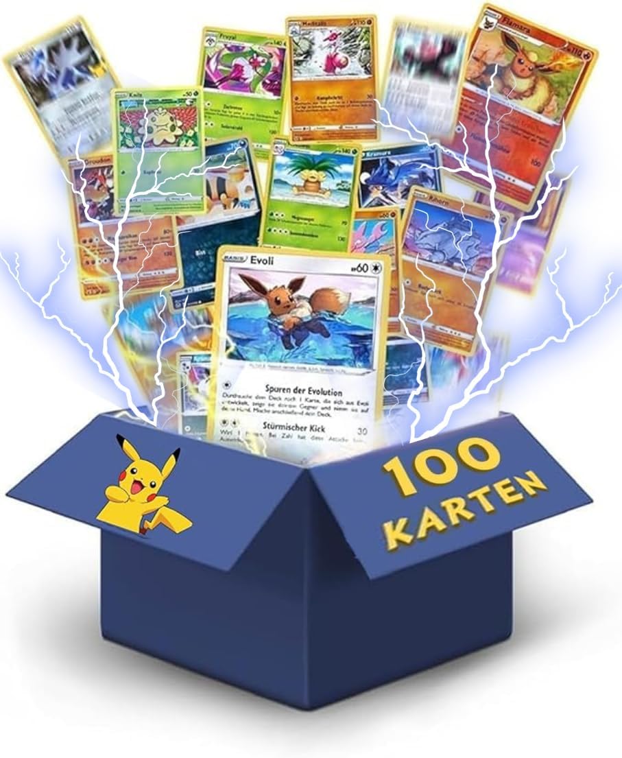 100 x Pokémon Karten - Deutsch – 80 x Common/Uncommon + 20 x Energiekarten – Zufällige Auswahl