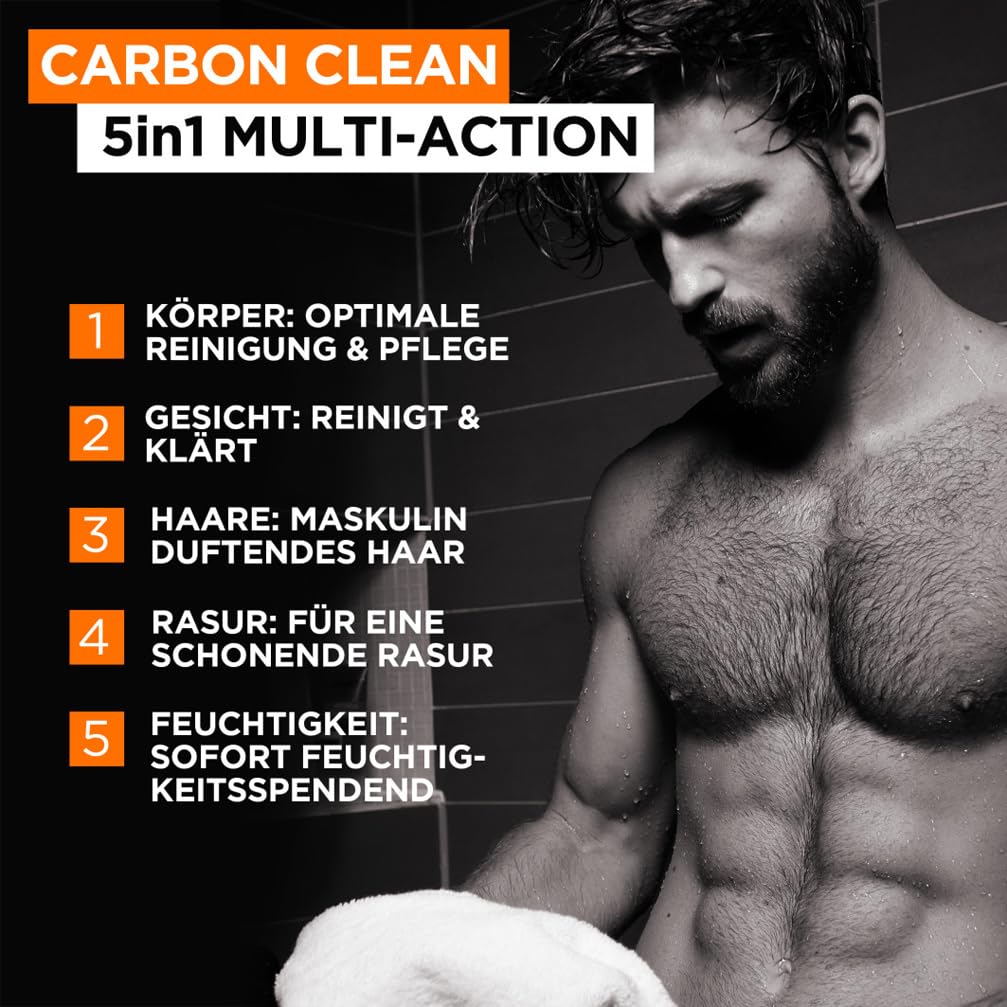L'Oréal Men Expert XXXL 5in1 Duschgel und Shampoo für Männer, Duschbad zur Reinigung von Körper, Haar und Gesicht, Herren Körperpflege für langanhaltende Frische mit Karbon, Pure Carbon, 1 x 1000 ml