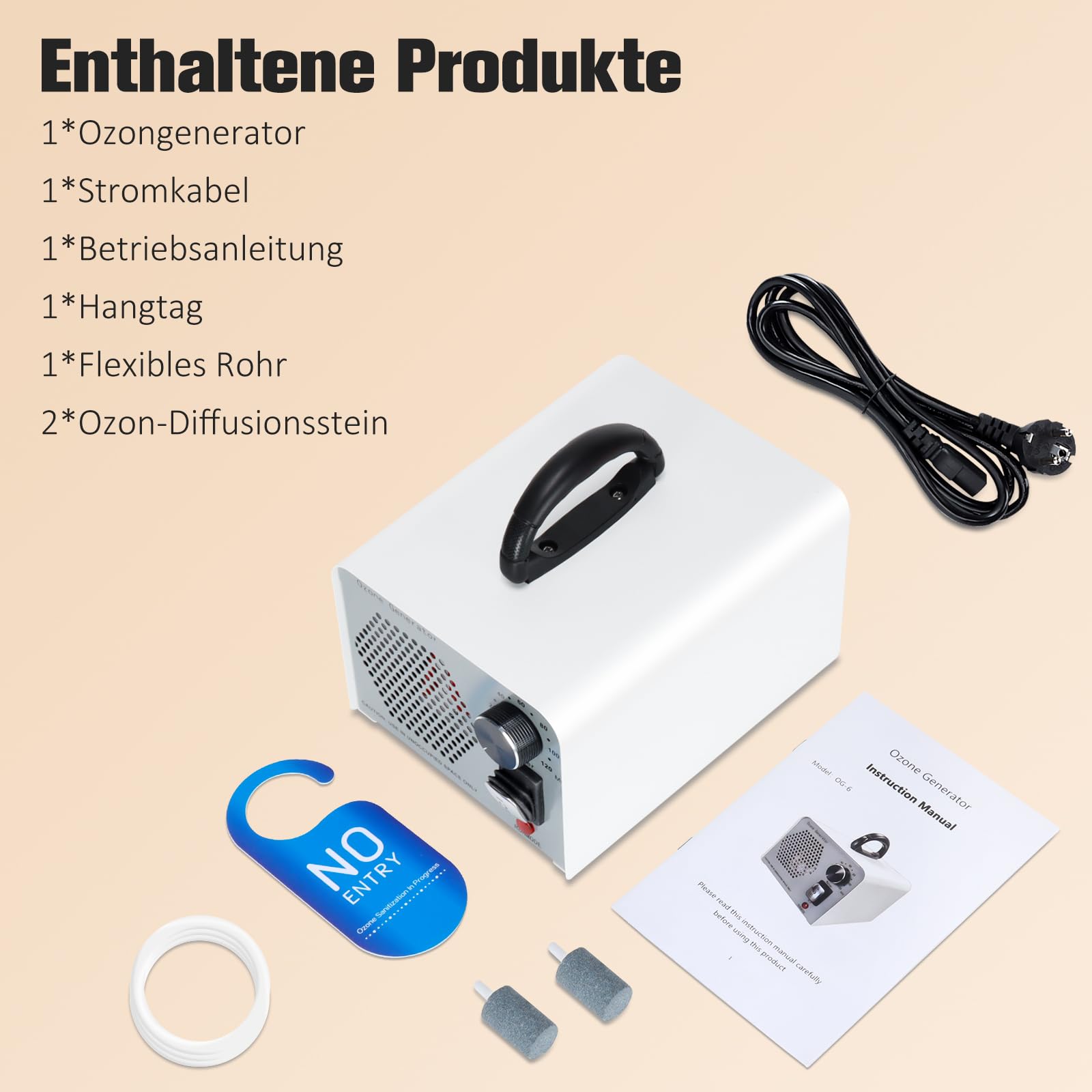 2 In 1 Ozongenerator 60000mg/H, Ozongerät Ozon Luftreiniger mit Wasser und Luft Modus, O3 Geruchsneutralisierer Ozone Generator mit 120 Min Timer, Ozonator für Auto Wohnung Obst Gemüse