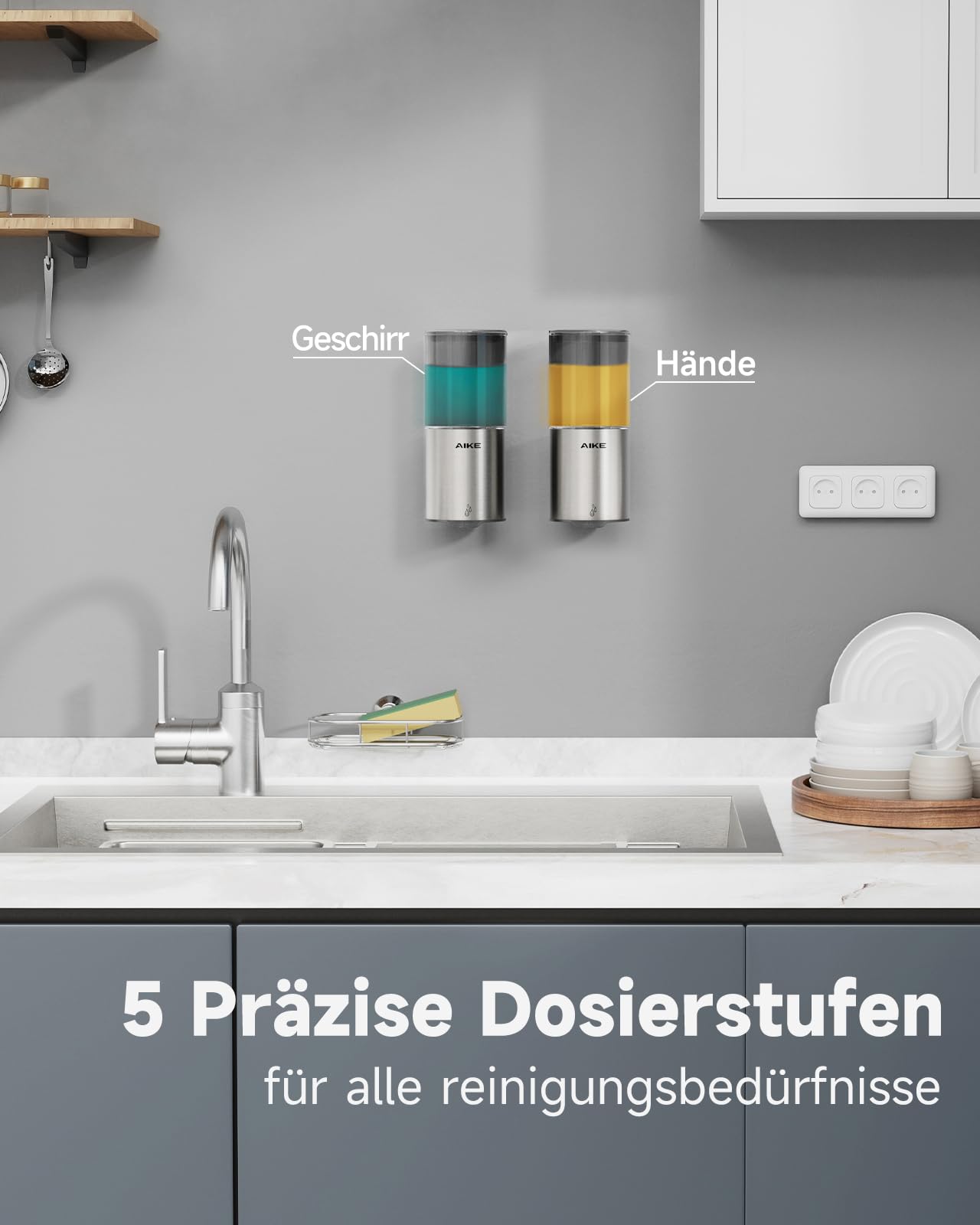 Automatischer Seifenspender für Flüssigseife, Wandmontage für Küche und Badezimmer, IPX7 Wasserdicht 400ml mit Edelstahl Gebürstetes