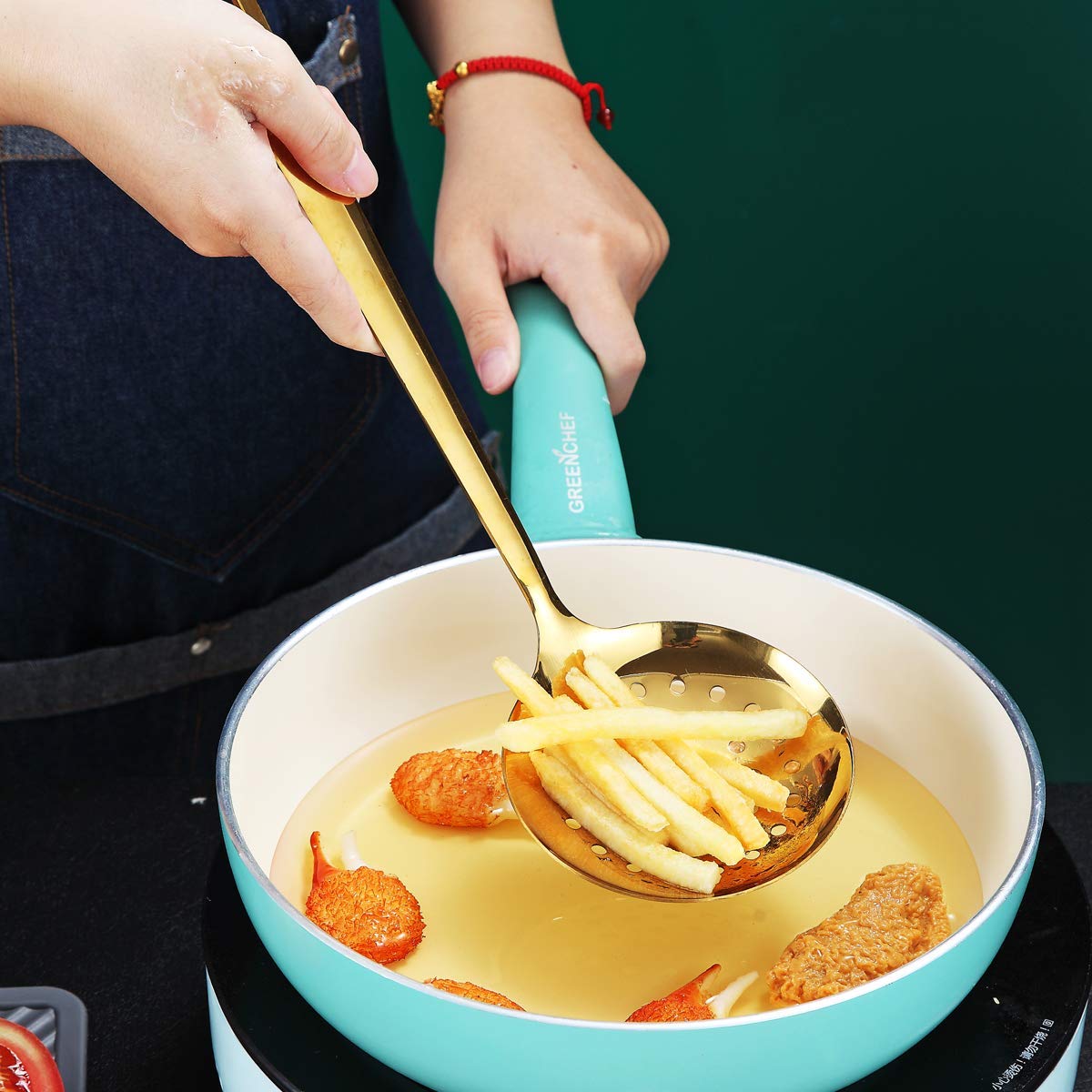 Goldfarbenes Kochutensilien Set, Edelstahl 13 Stück Küchenutensilien Set mit Titanbeschichtung, Küchenutensilien Set mit Utensilienhalter, Geschirrspüler-sicher, leicht zu reinigen