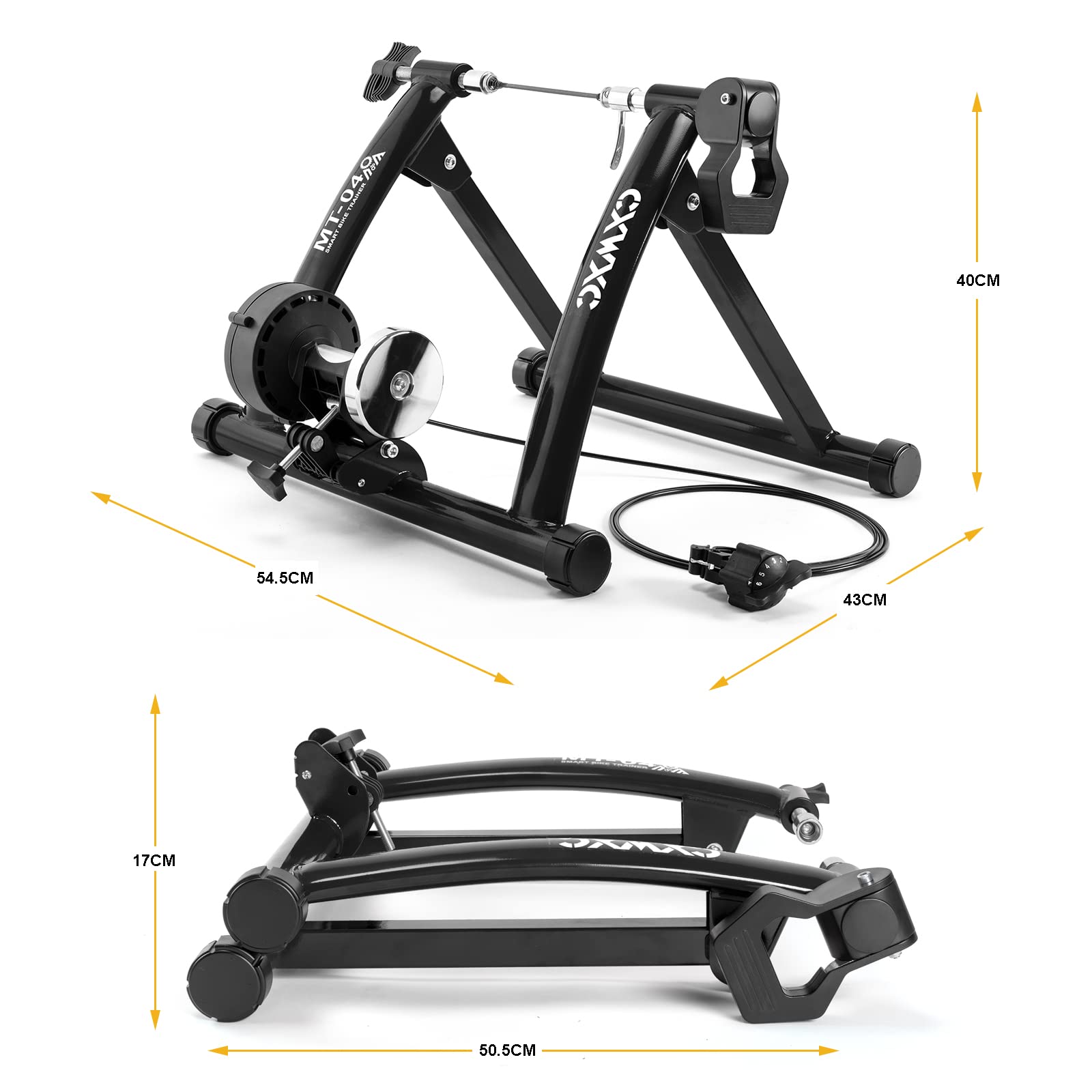 Fahrrad Rollentrainer, Klappbar Stahl Bike Trainer mit Schnellspanner Vorderradunterlage Radtrainer für 26-29 Zoll Fahrradtraining Fahrradfahren Zuhause Indoor