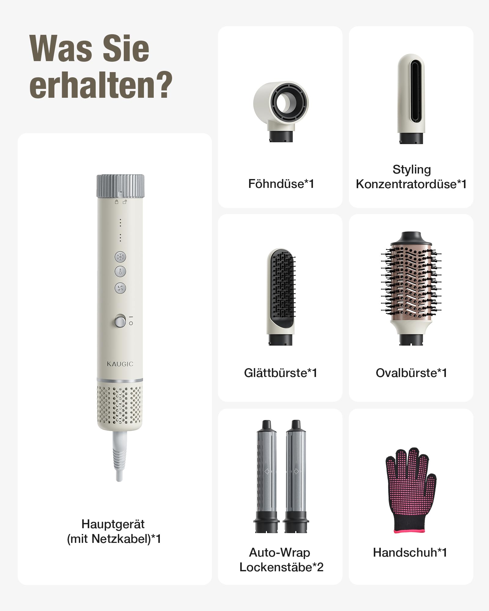 6-in-1 Hairstyler, Airstyler, Lockenstab, 110000 U/Min Hochgeschwindigkeit Lonen Föhn Locken oder Glätten, Föhnbürste Warmluftbürste Rundbürstenföhn Lockenföhn Haartrockner- Rosa