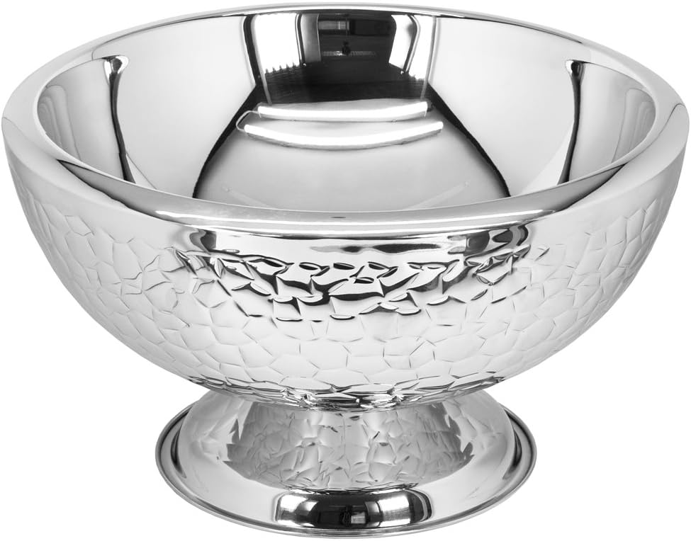 Sektkühler Capri (Ø 43 cm, groß) aus Edelstahl - Flaschenkühler, Champagner Kühler - Getränkekühler für 6 Flaschen - Schale für Wein, Sekt & Eiswürfel - Weinkühler gemustert