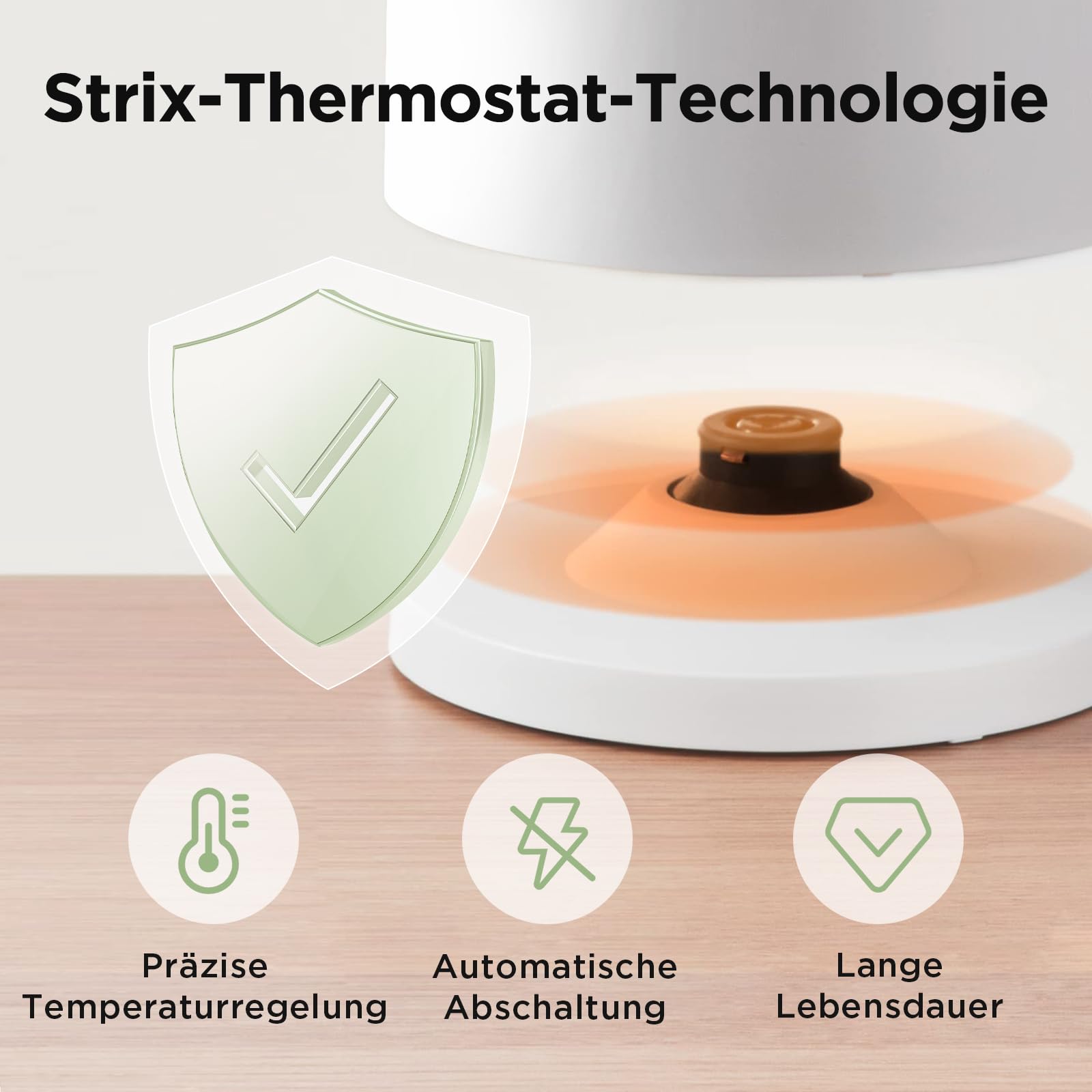Edelstahl-Kessel mit Temperatureinstellung, 45°C - 100°C, 1,5 Liter, 2200 W Wasserkocher weiß, Teebereiter mit Temperaturanzeige und Sicherheitsfunktionen, BPA-frei, Doppelwanddesign