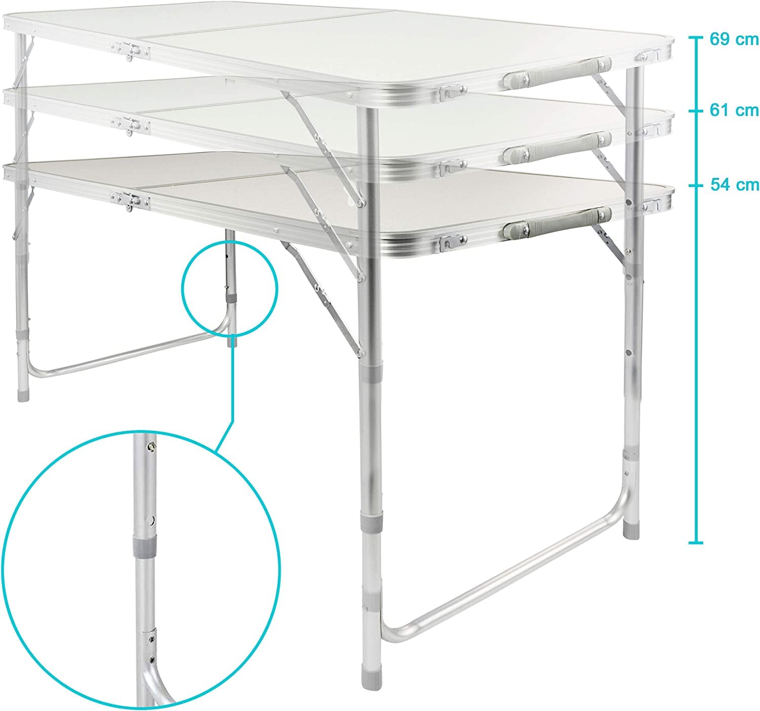 Multifunktionaler Klapptisch, für Camping, Märkte, Tapetentisch, für Feste im Garten, höhenverstellbar, schwarz