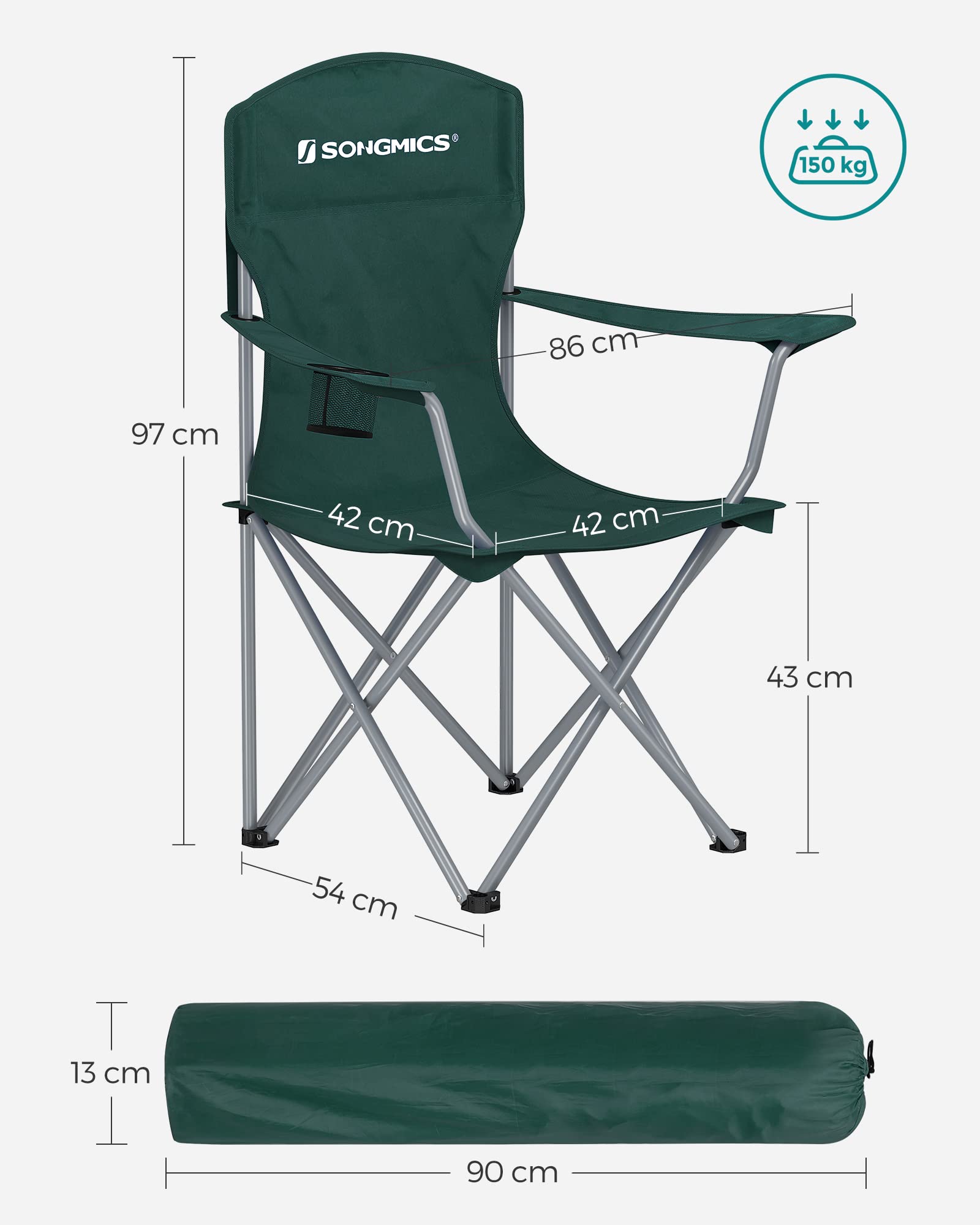 2er Set Klappstuhl Campingstuhl Bequeme Schwerlaststruktur bis 150kg belastbar mit Getränkehalter Outdoor Stuhl