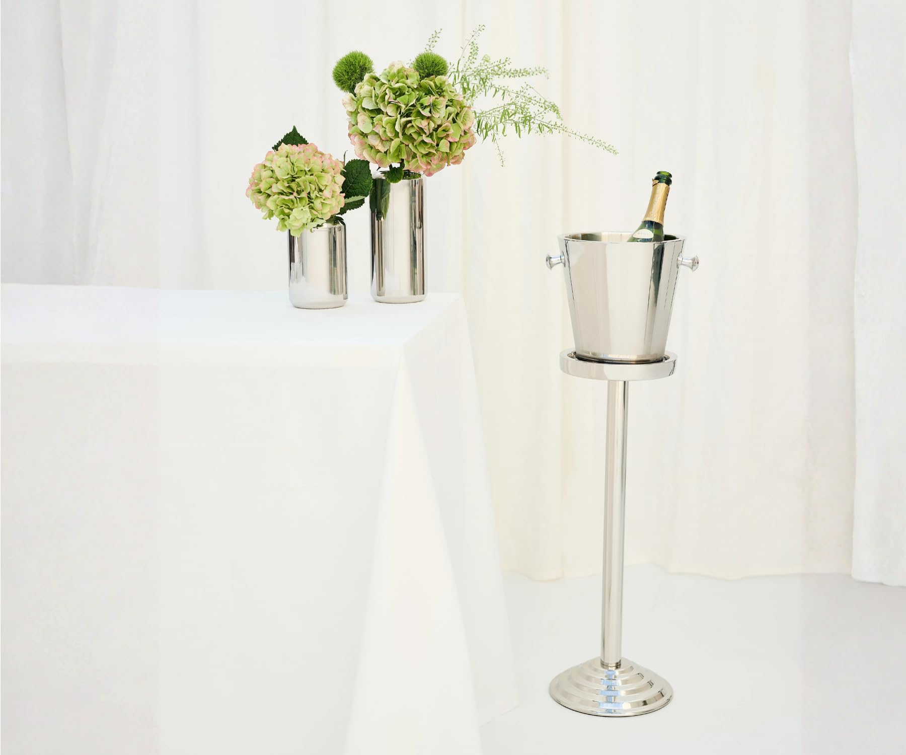Sektkühler Sevilla, glatt, mit Ständer, Edelstahl, mit Griffen, für 1 Flasche - Getränkekühler, Flaschenkühler, Weinkühler, Champagner Kühler, Eiseimer