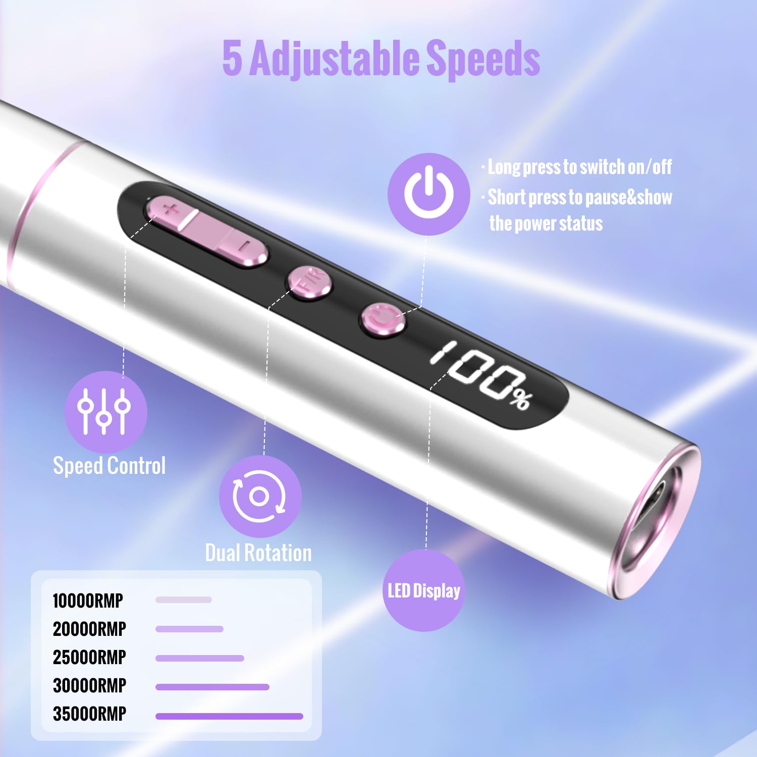 Nagelfräser Kabellos, 13 in 1 Fräser für Gelnägel 35000 u/min, Elektrische Nagelfeile Professionell Nail Drill, Maniküre und Pediküre Set Elektrisch für Semi Permanent, Acrylnägel