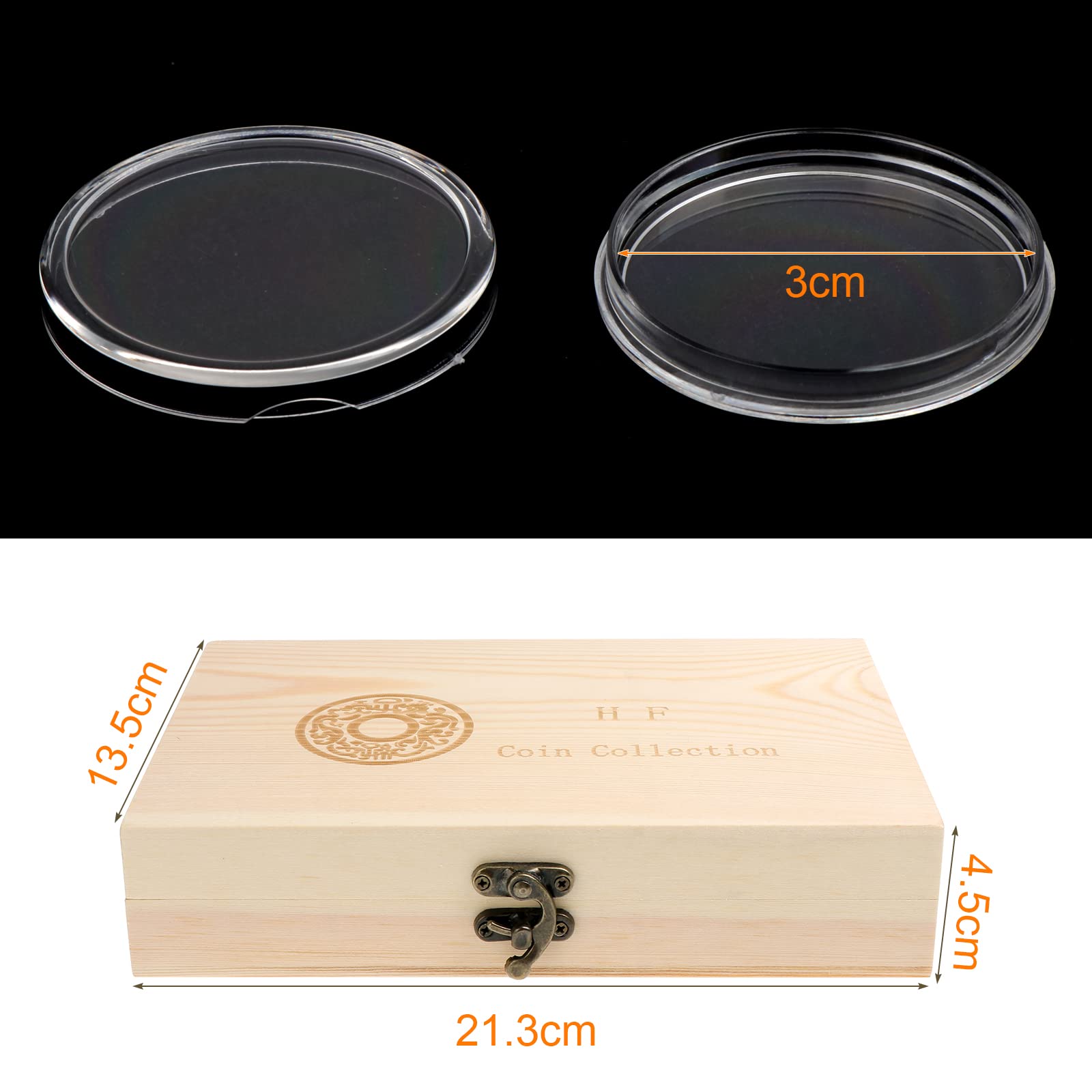 Münzaufbewahrungsbox Holzmünzenhalter / Kapseln mit runden Münzkapseln für Münzsammlung 18/21/25/27/30 mm