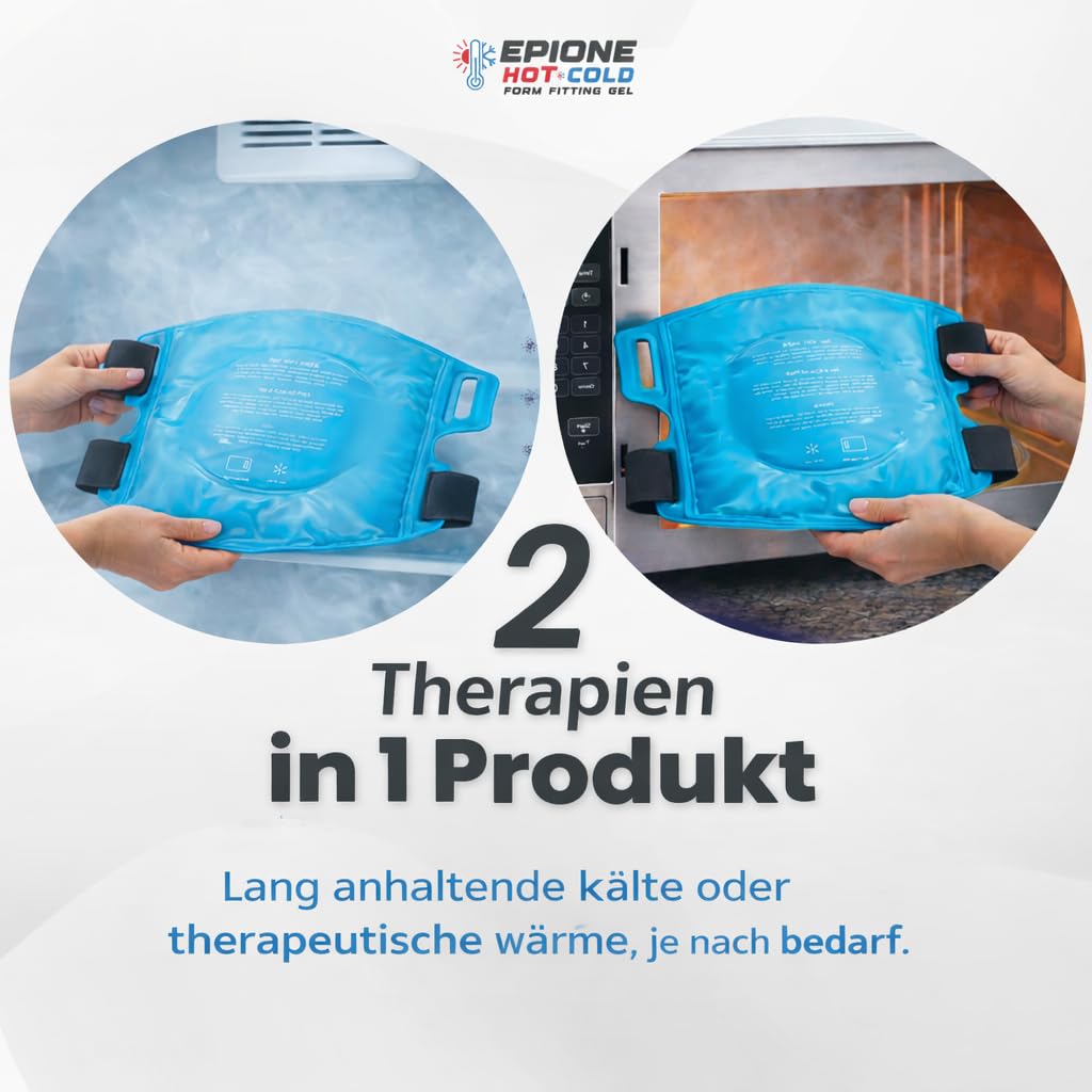 Kühlpads Epione 3XL Gelkissen kalt/warm – mit elastischem Gurt und Stoffhülle – wiederverwendbar zur Schmerzlinderung bei Muskel‑ und Gelenkschmerzen, Verletzungen und Physiotherapie