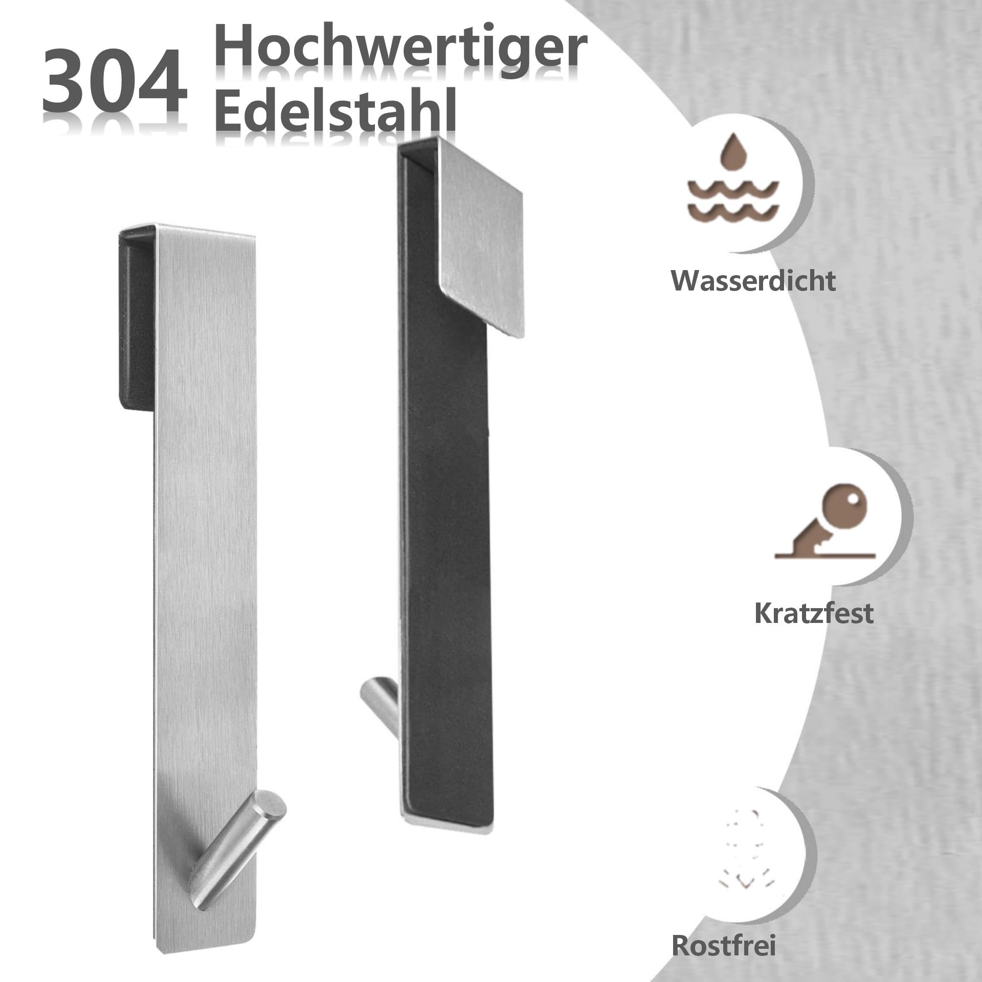 4 STK 12.5CM Edelstahl Duschhaken für Glaswand ohne Bohren, Haken Duschwand mit Schutzmatte, Duschhaken für Glaswand, Handtuchhalter Dusche Glaswand für Glasstärken ≤ 10mm