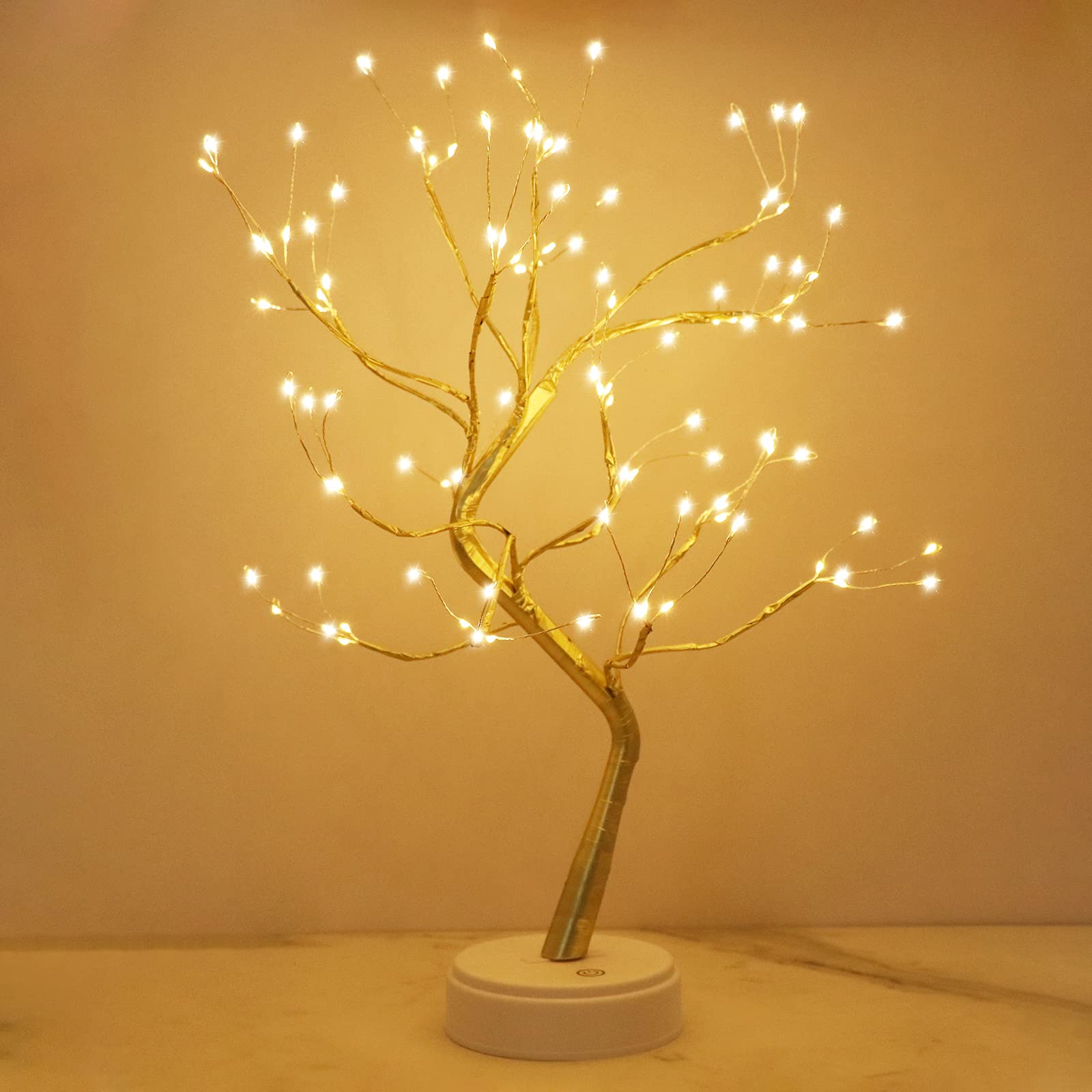 LED Baumbeleuchtung, LED-Lichtbaum, Baumlicht, Warmweiß, Verstellbare Äste, Baumlampe, Dekorativer Baum, Beleuchteter Baumbeleuchtung, Innendekoration, USB/Batteriebetrieben