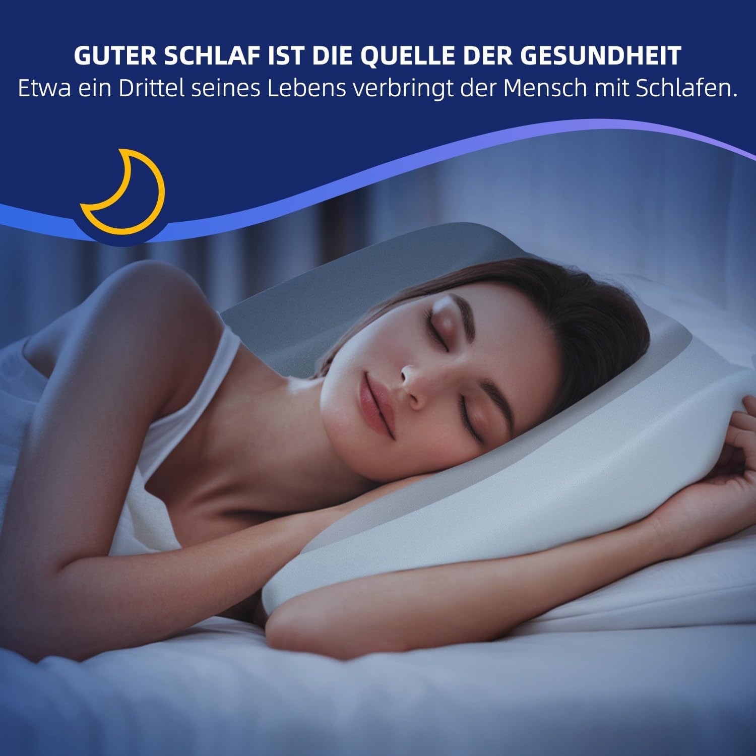 Orthopädisches Kopfkissen Memory Foam, Ergonomisches Nackenschmerzen Kühlendes Stützkissen für Seitenschläfer, Rücken- und Bauchschläfer, Grau