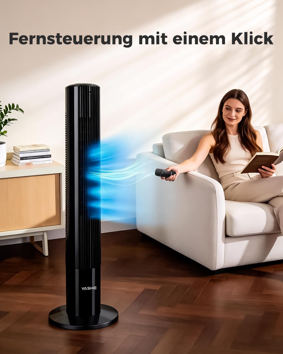 Turmventilator mit Fernbedienung, 85°-Oszillation, leiser Standventilator (28 dB), 3 Geschwindigkeitsstufen, 2 Modi, 12-Stunden-Timer, LED-Anzeige, für Schlafzimmer, Büro und Zuhause