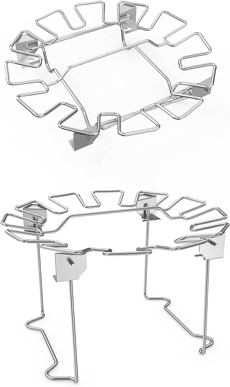 Hähnchenschenkel Halter mit Auffangschale für 12 Keulen, Edelstahl Hähnchen Ständer, Hähnchenbräter für Weber Gourmet BBQ System, Kugelgrill und Kamado Grill, Hähnchen Grill Ständer
