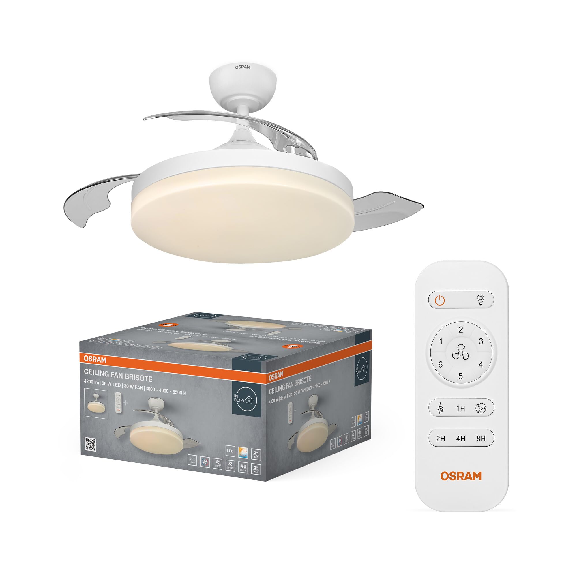 LED-Deckenventilator Caju, 48W, CCT, Holzoptik, IP20, für den Innenbereich, 6 Geschwindigkeitsstufen, steuerbar per Fernbedienung,