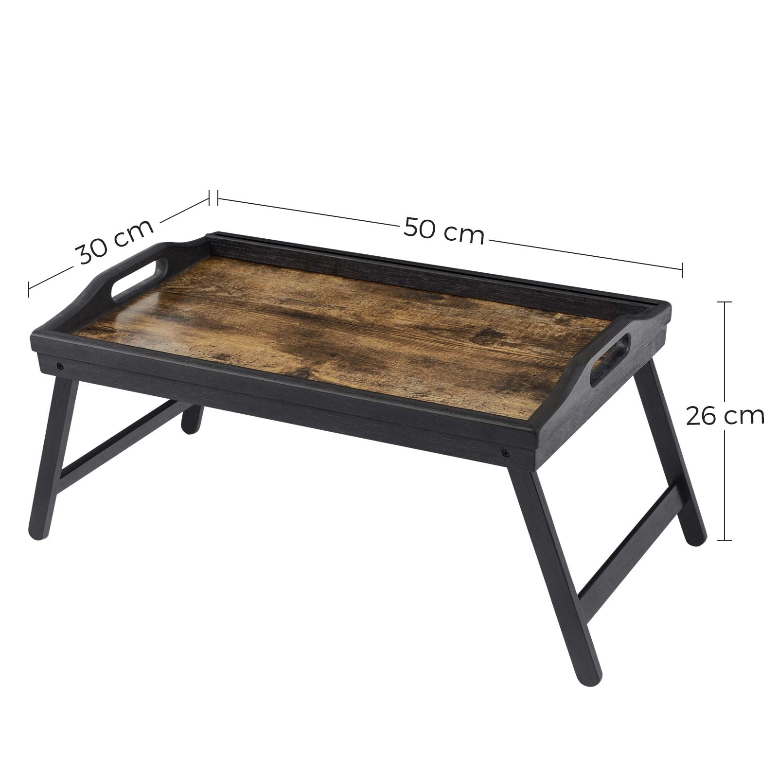 Laptoptisch für Bett, Laptopständer, Winkel- und höhenverstellbar, klappbare Beine, für Laptops bis 15,6 Zoll, Arbeiten, Lesen, Bambusbeine, Schublade, 55,5 x 34,9 cm, vintagebraun LLD105B01