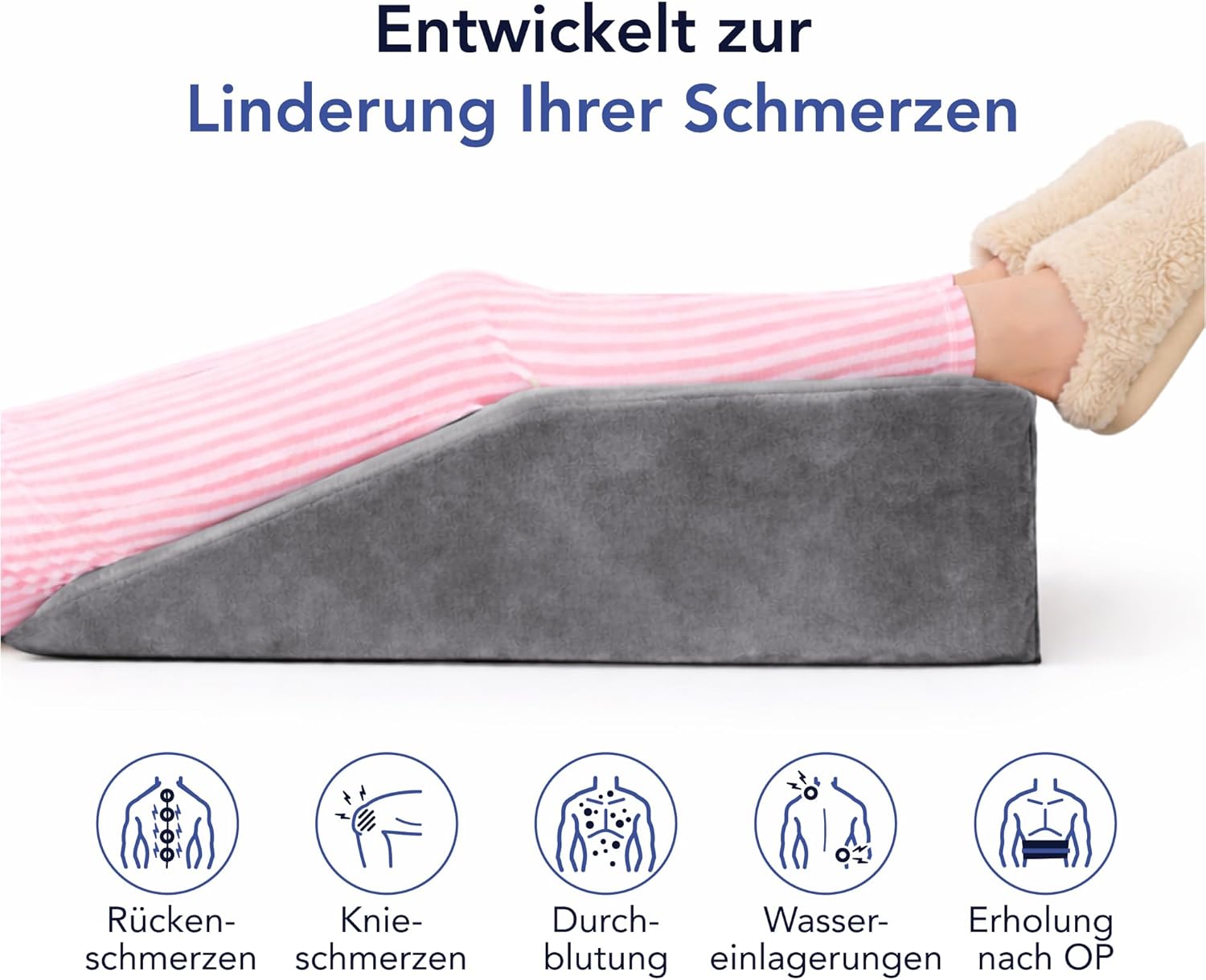 Venenkissen Beinhochlagerungskissen - Lagerungskissen Erwachsene Beinauflage Atmungsaktiv Waschbar Hypoallergen - Beinkissen Made in EU