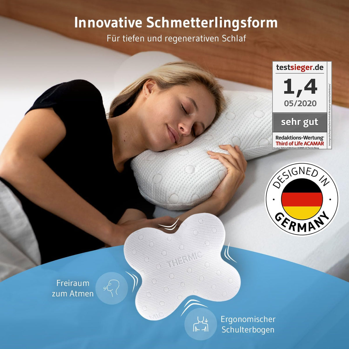 Seitenschläferkissen / Schmetterlingskissen mit Thermo Bezug