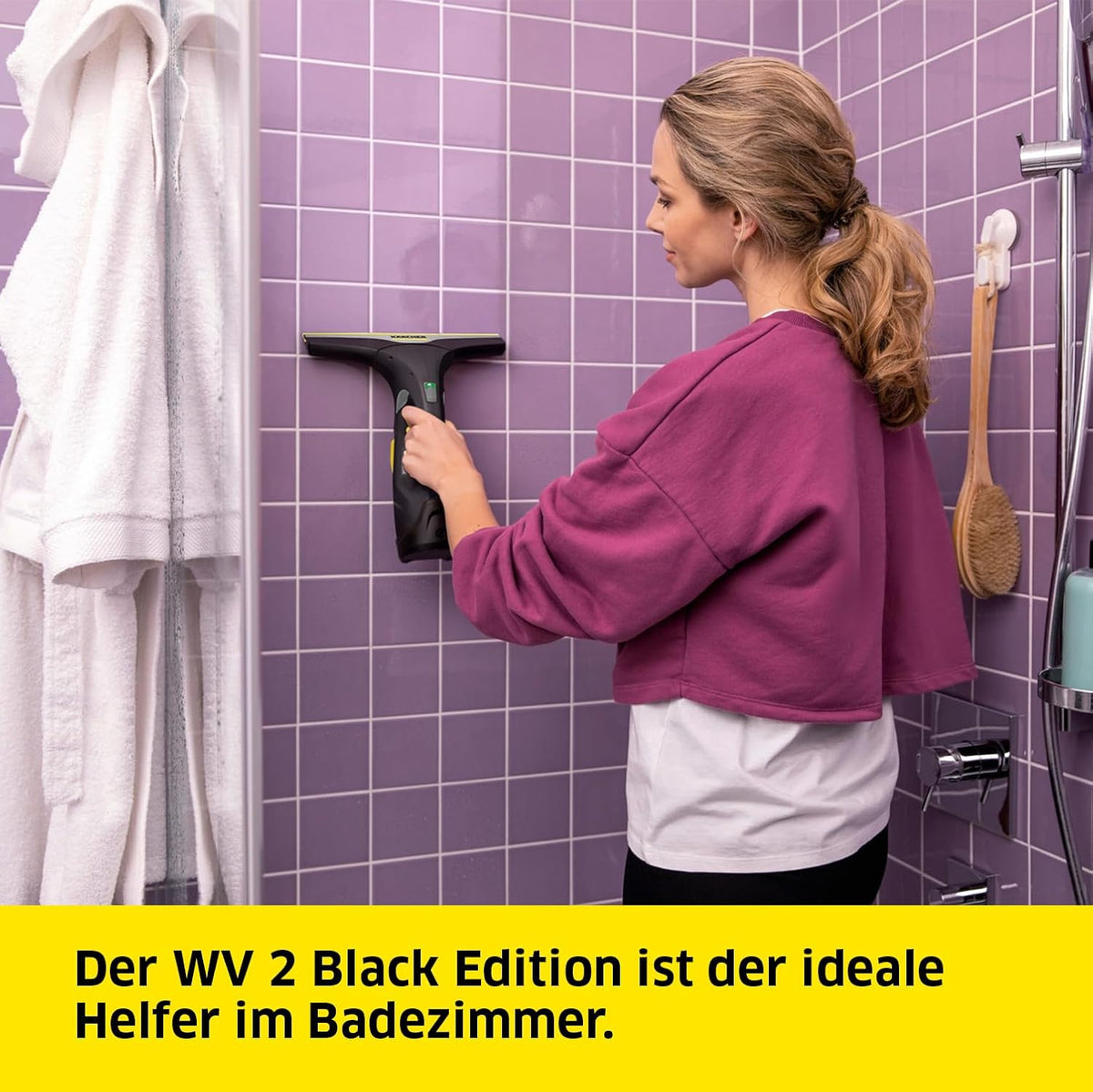 KÄRCHER Akku Fenstersauger WV 2 Black Edition, Akkulaufzeit: 35 min