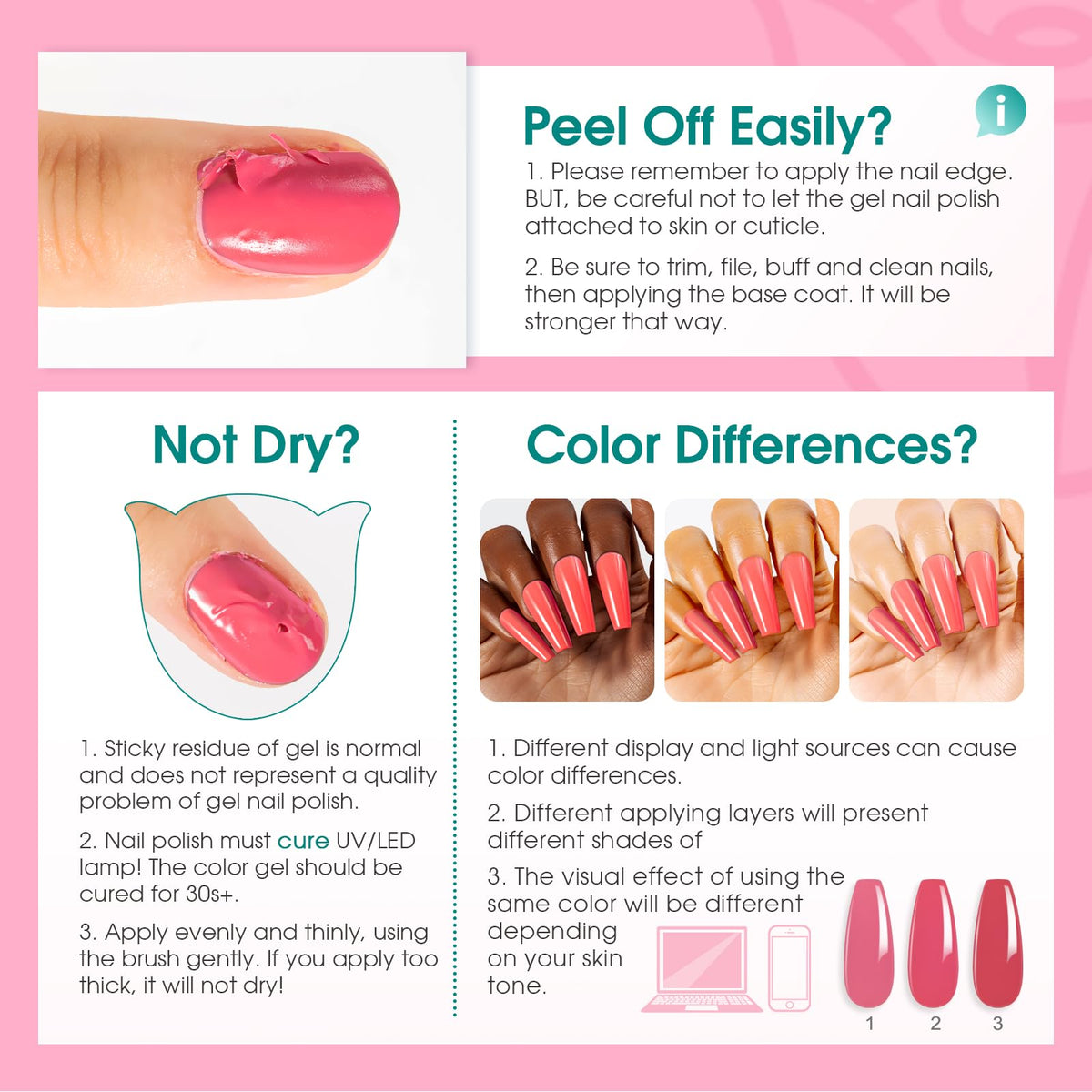 UV Nagellack Set Weiß Rosa Violett Rot Grün Blau Gel