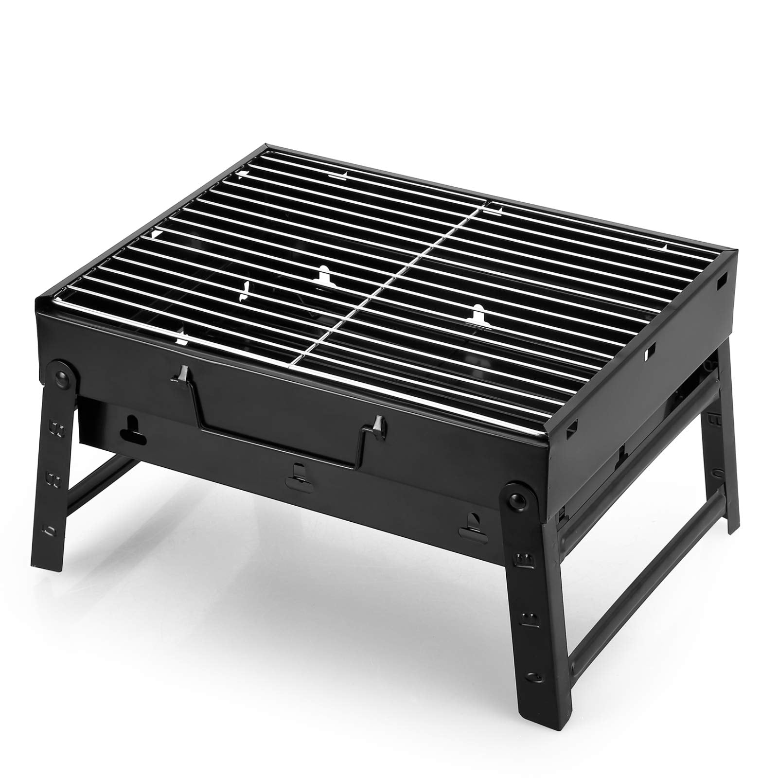 Holzkohlegrill Picknickgrill Edelstahl Kleiner Grill Portabler Campinggrill Abnehmbare BBQ Grills für Outdoor Garten Party