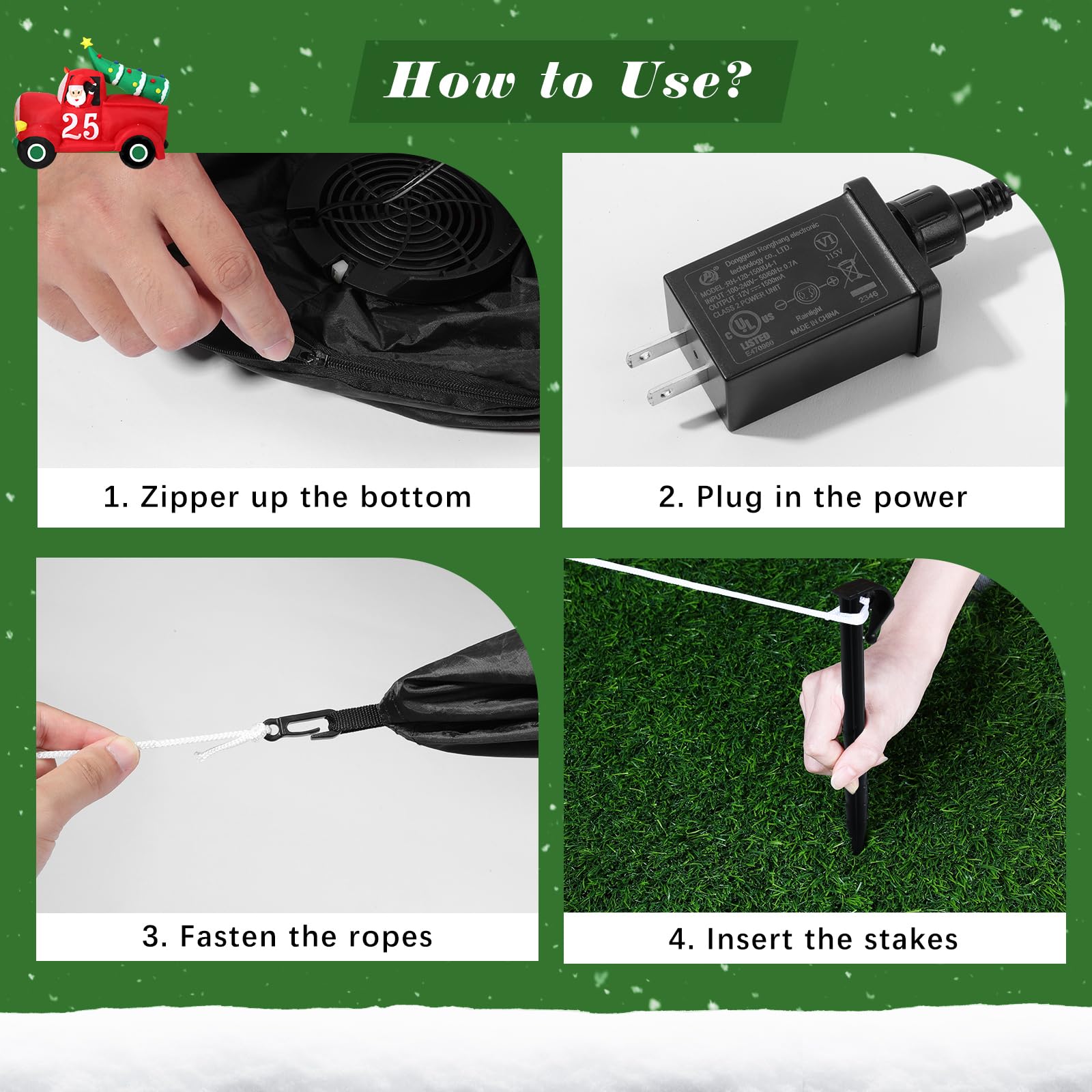 Aufblasbare Weihnachtsdeko, Riesiger Weihnachtsbaum Bogen mit 8 LED Leuchten, Wasserfest Beleuchtet Aufblasbar Weihnachtsdeko Aussen für Hof Garten Feiertag Weihnachtsdekoration