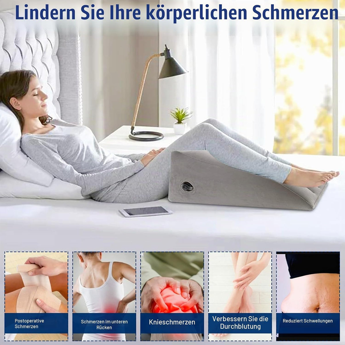 Venenerhöhungskissen Hochlagern der Beine Tragbar Venenkissen (Grau)