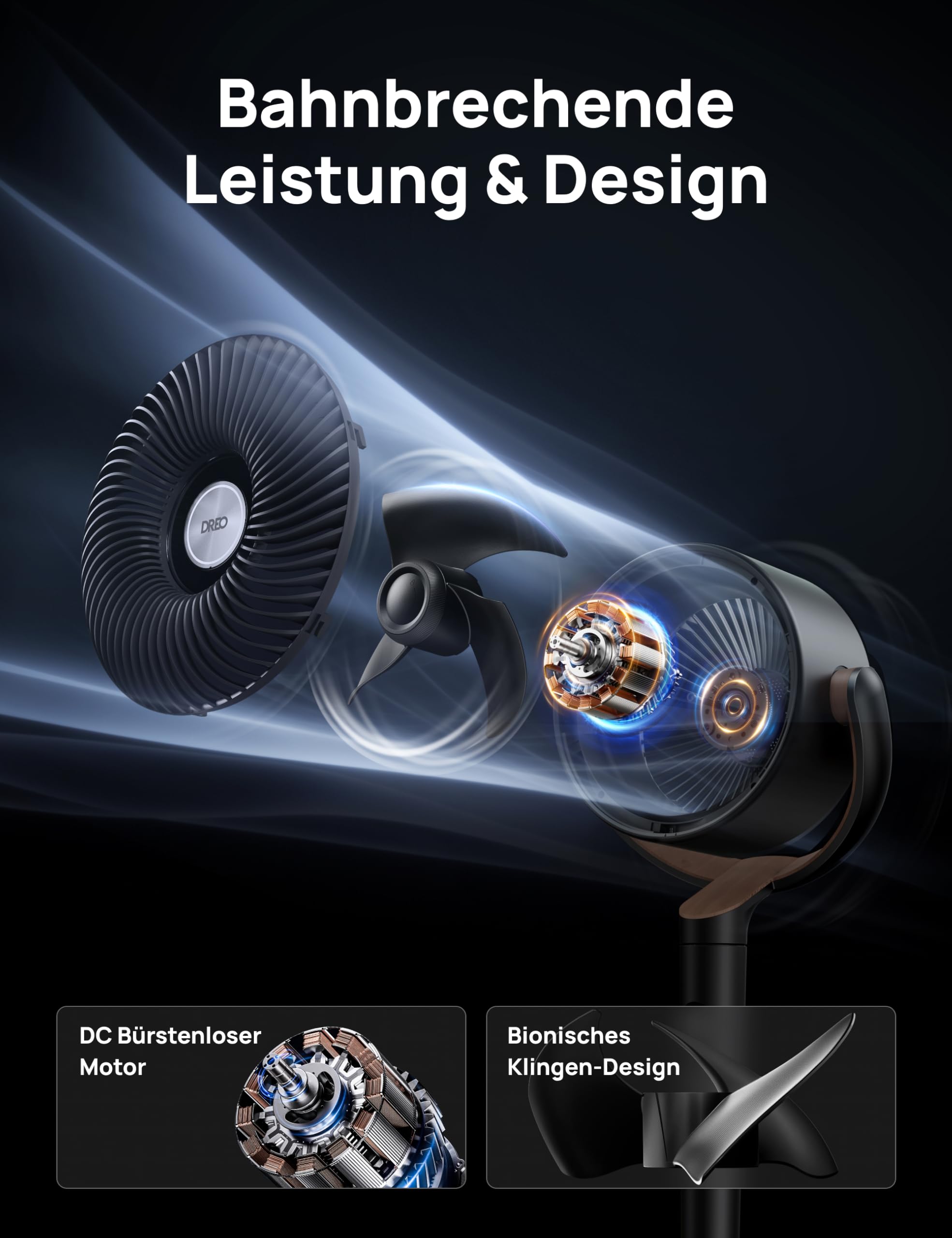 Starker Standventilator Smart mit RGB Light, 120° +120° Oszillierender Ventilator mit Fernbedienung, 20dB Leiser Bodenventilator / Turmventilator für Schlafzimmer, 8H Timer, Silber