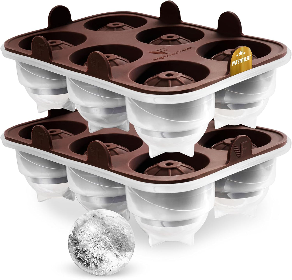 Runde Eiswürfelform 2er Pack - XXL Eiskugelform für Whisky, Rum & Cocktails - 12x Eiswürfel Kugeln - Langlebige Platin-Silikon Eis Kugel Form spülmaschinengeeignet
