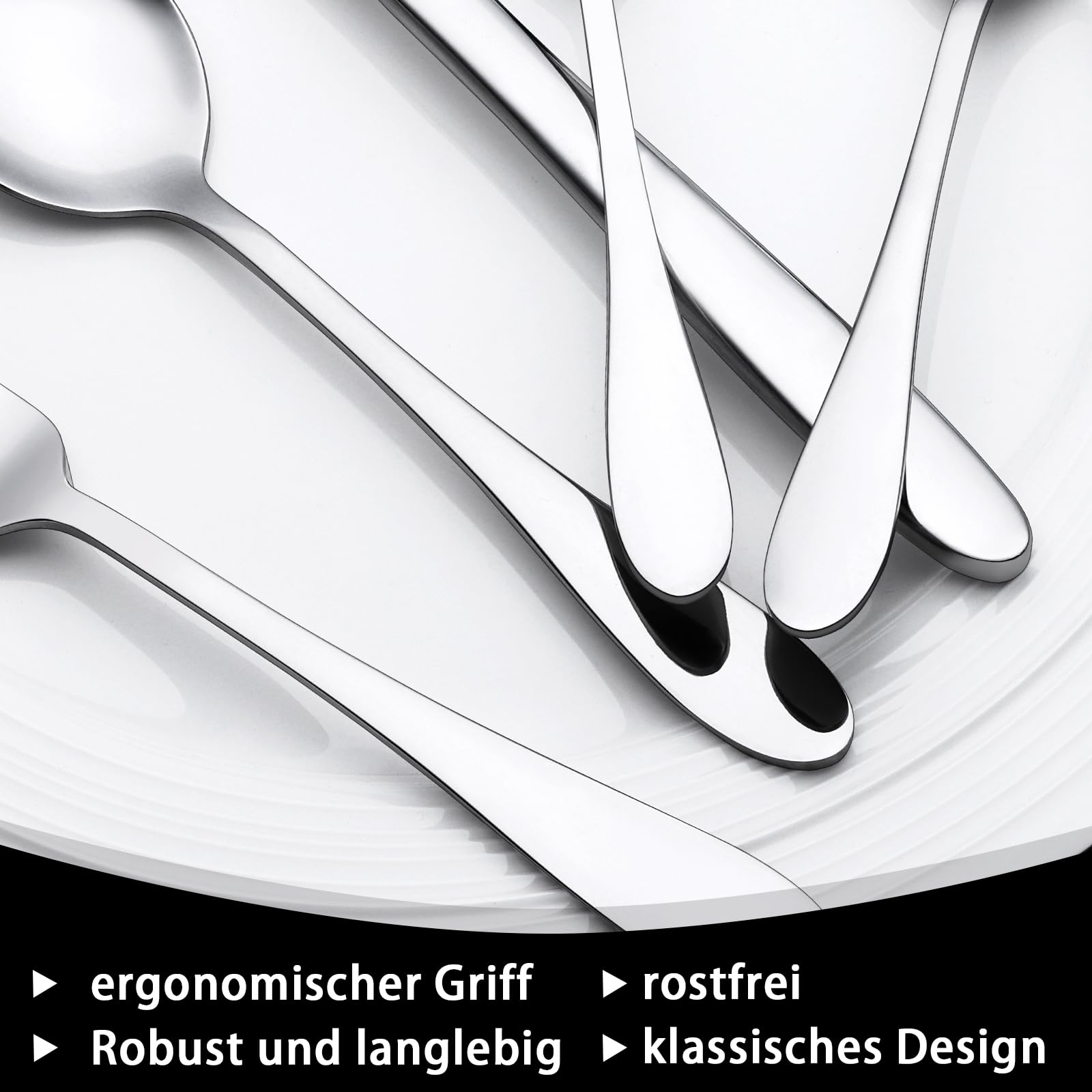36-teiliges Besteckset aus Edelstahl mit Steakmesser, Besteckset für 6 Personen, elegantes Besteckset mit Messer, Gabel, Löffel, Besteck für Zuhause/Party/Restaurant, Geschirrspüler geeignet
