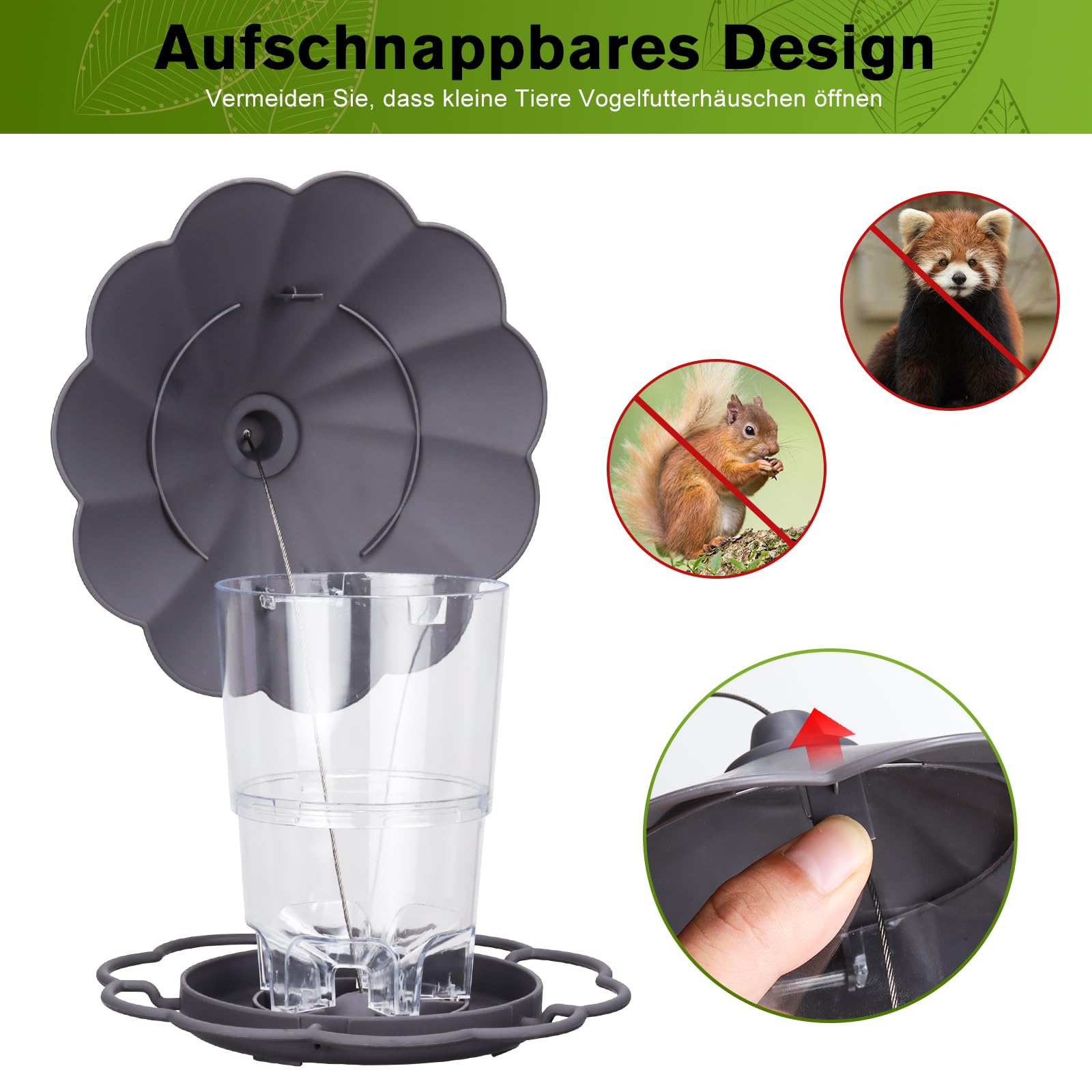 Hängendes Vogelhäuschen, 820 ml Faltbarer Hängevogelhäuschen, Vogelhäuschen zum aufhängen, Wetterfest, Plastikfütterungshaus für Vögel, Geeignet für Balkon, Garten