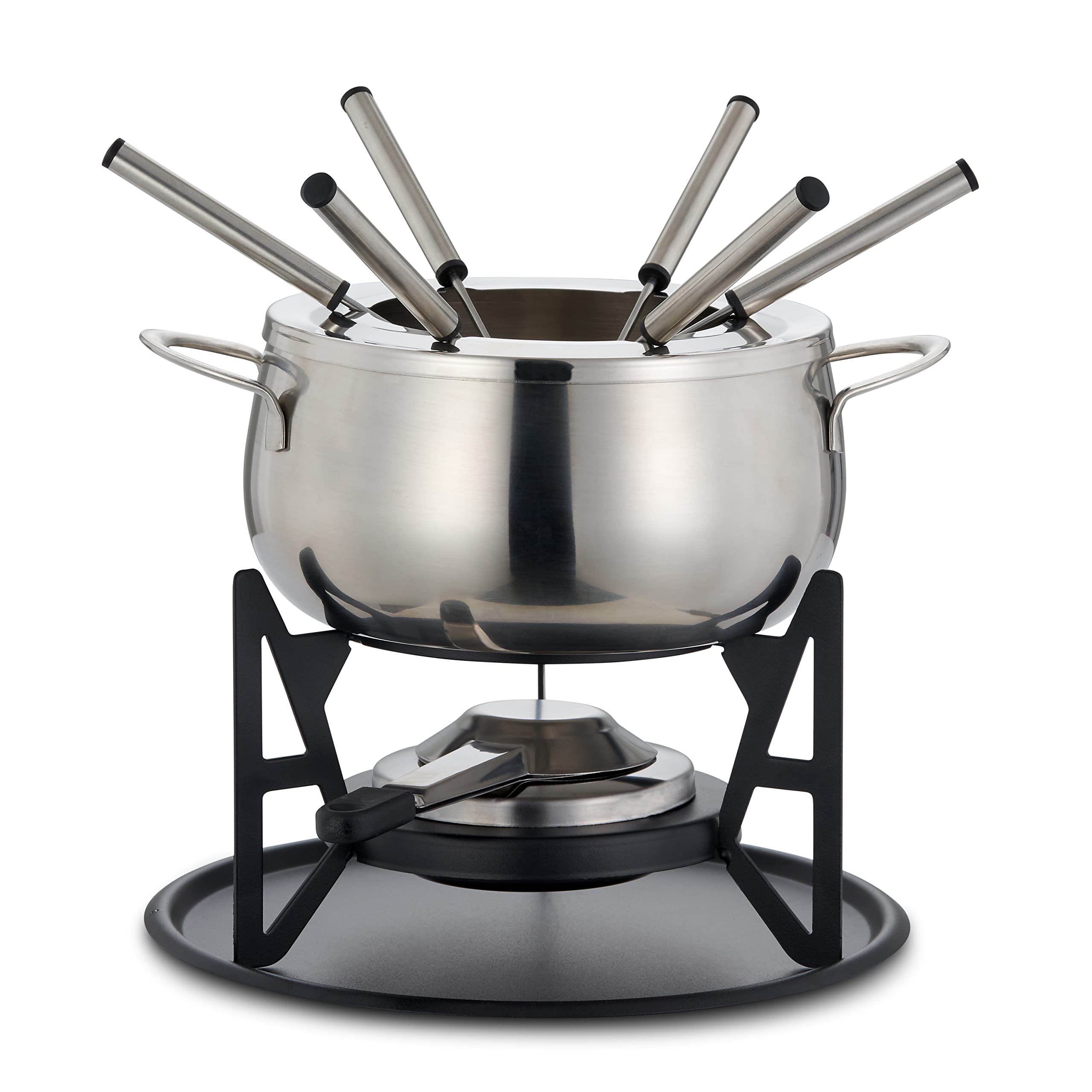 10-teilige Premium-Fondue aus Edelstahl für 6 Personen - Elegantes Silber - Schokolade, Käse, Fleisch - Robust & Chic - Geschenkset für Valentinstag/Geburtstag/Jubiläum