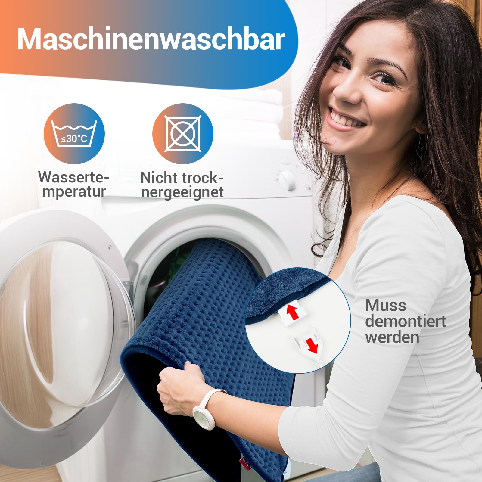 Ultraweiches Heizkissen mit automatischem Ausschalten, elektrisches Heizkissen mit Sicherheitssystem für Rücken, Hals, Schultern, Bauch, maschinenwaschbare Heizdecke (30 x 60 cm)