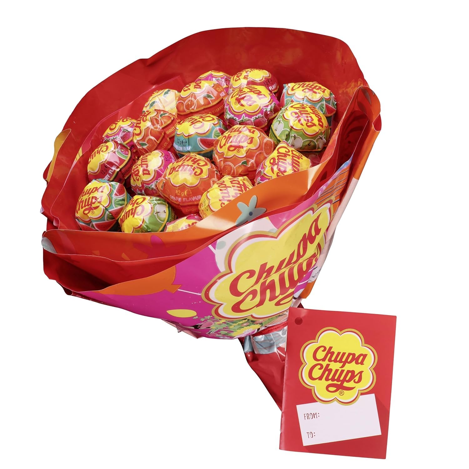 Chupa Chups Lollipop Blumenstrauss / Bouquet mit 19 Lollipops in sechs Sorten, Geschenkidee zum Geburtstag, Jubiläum, Valentinstag und Muttertag
