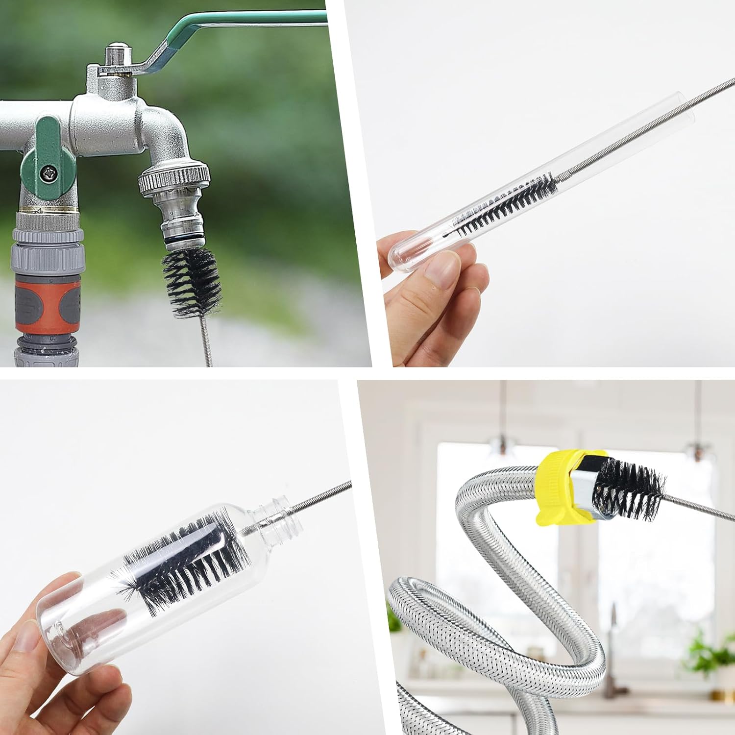 Abflussreiniger Spirale,Doppelkopf-Rohrreinigungsbürste Edelstahl-Kanalreiniger,Abflussreiniger Sticks, Abfluss Bürste,Flexible Reinigungsbürste für den Abfluss in Küche und Dusche