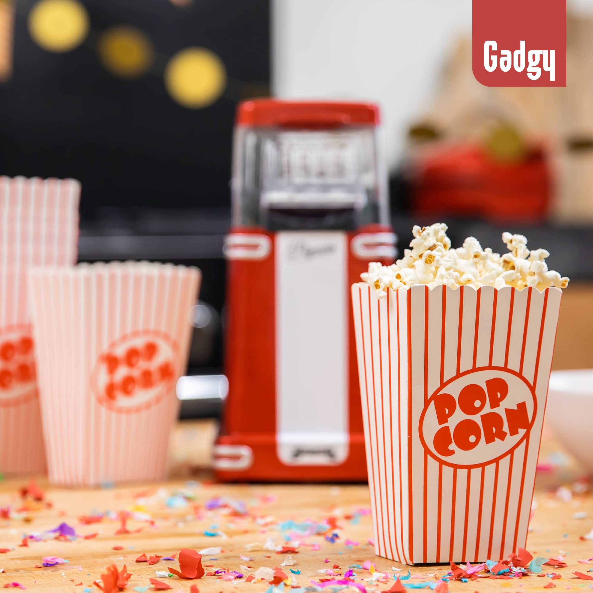 Popcorn Machine Large - Retro Popcorn Maker 5 L - Popcorn Maker with Non-Stick Coating and Removable Heating Surface - Popcorn Machine Red - Popcorn Machine 800 W - Popcorn Machine