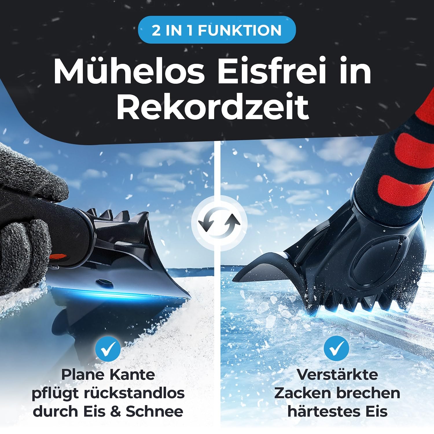 Eiskratzer mit Handschuh Testsieger 2025* - "Ice Monster" - Top-Effizienz kombiniert mit 100% Komfort