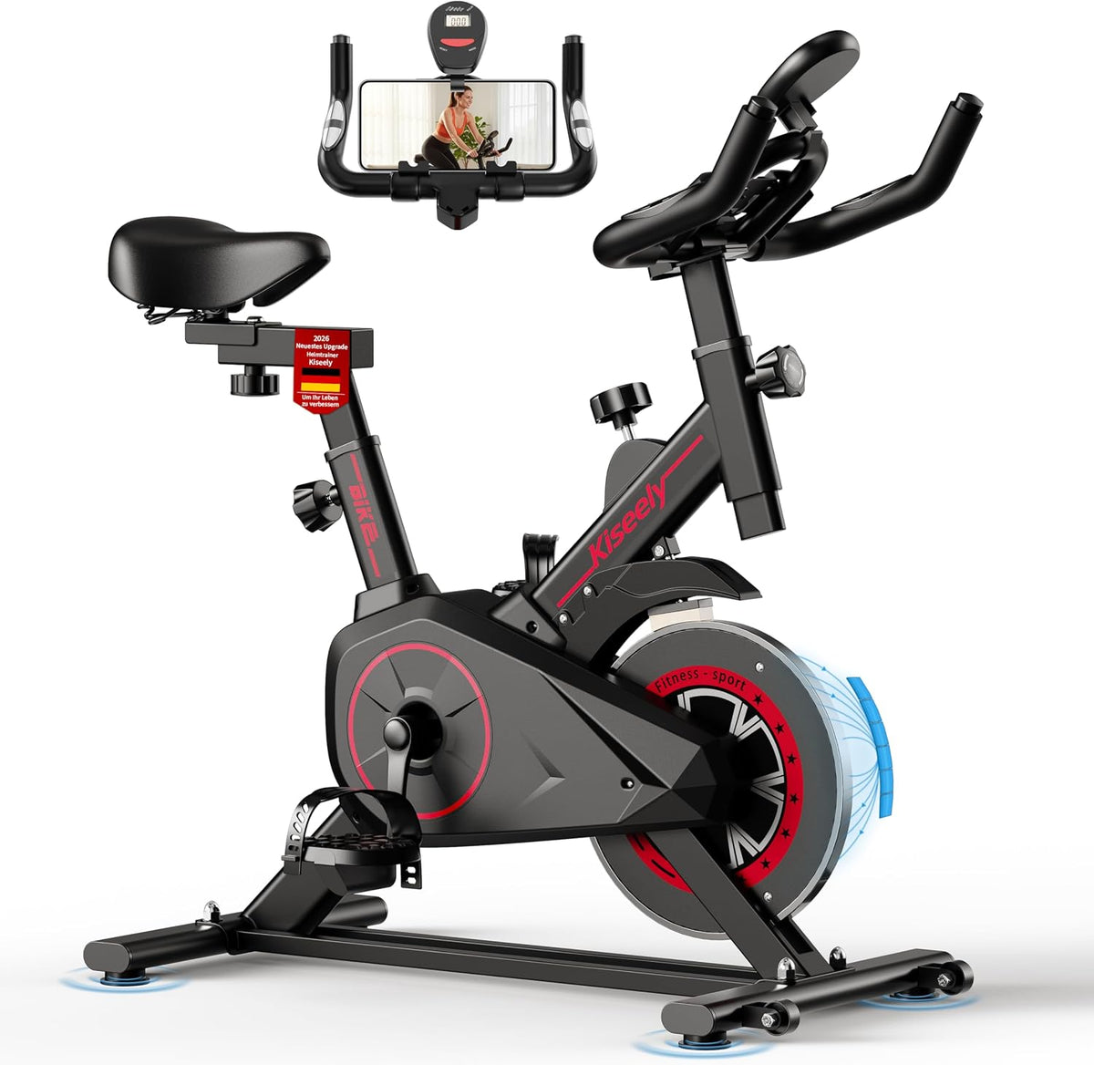 Heimtrainer Fahrrad, Leises Fitnessbike mit einstellbarem Magnetwiderstand, Indoor Cycling Bike mit LCD-Display, Ergonomischer Komfortsattel für Home Gym Indoor Cycling
